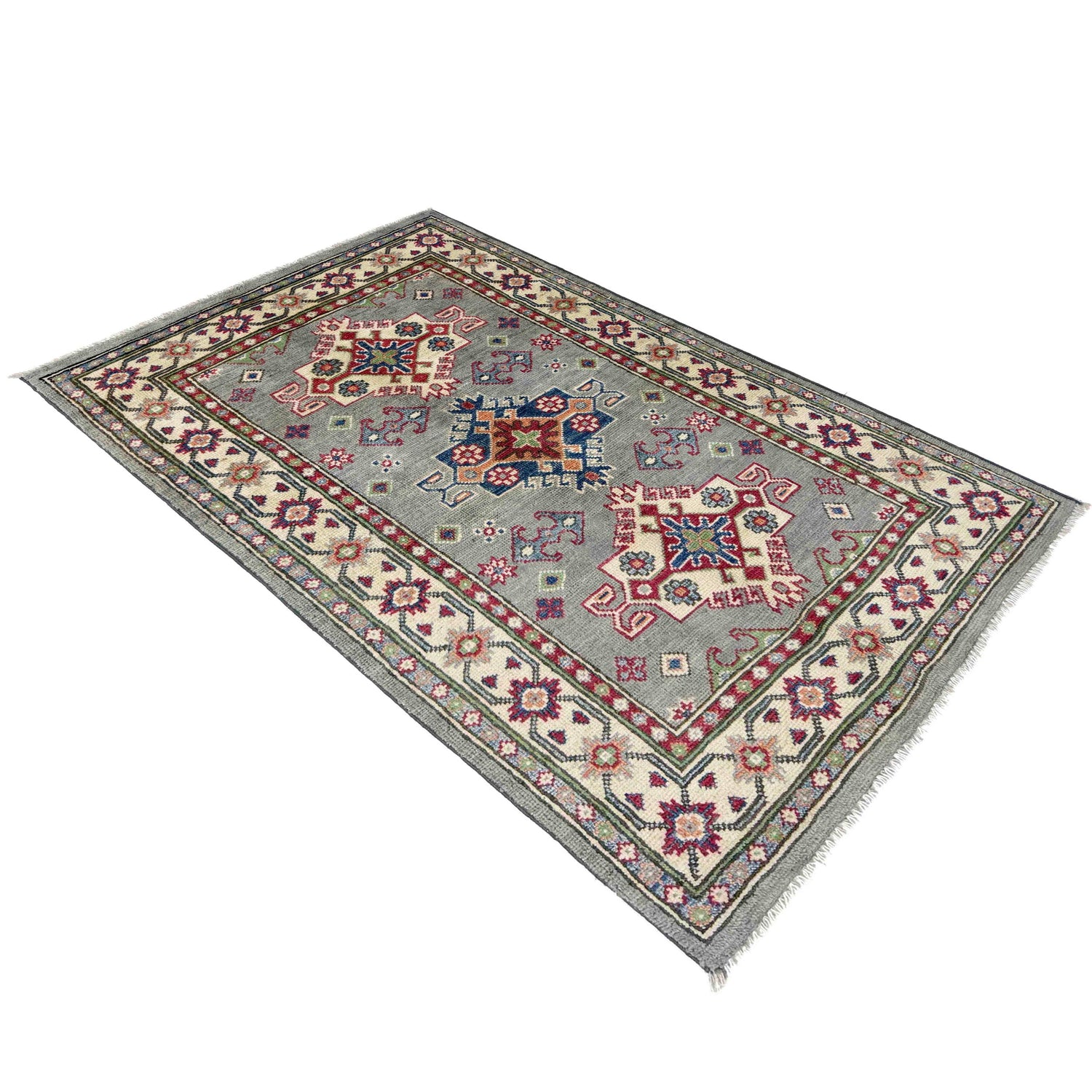 Handmade Kazak Area Rug 2' 8" x 4' 5" ft / 81 x 134 cm - No. R37727