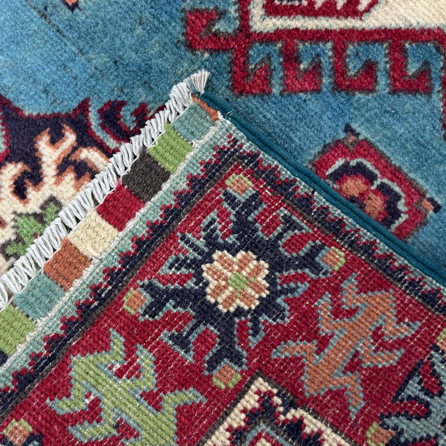 Blue Color Kazak Rug 3' 3" x 4' 8" ft / 99 x 142 cm - No. R37732