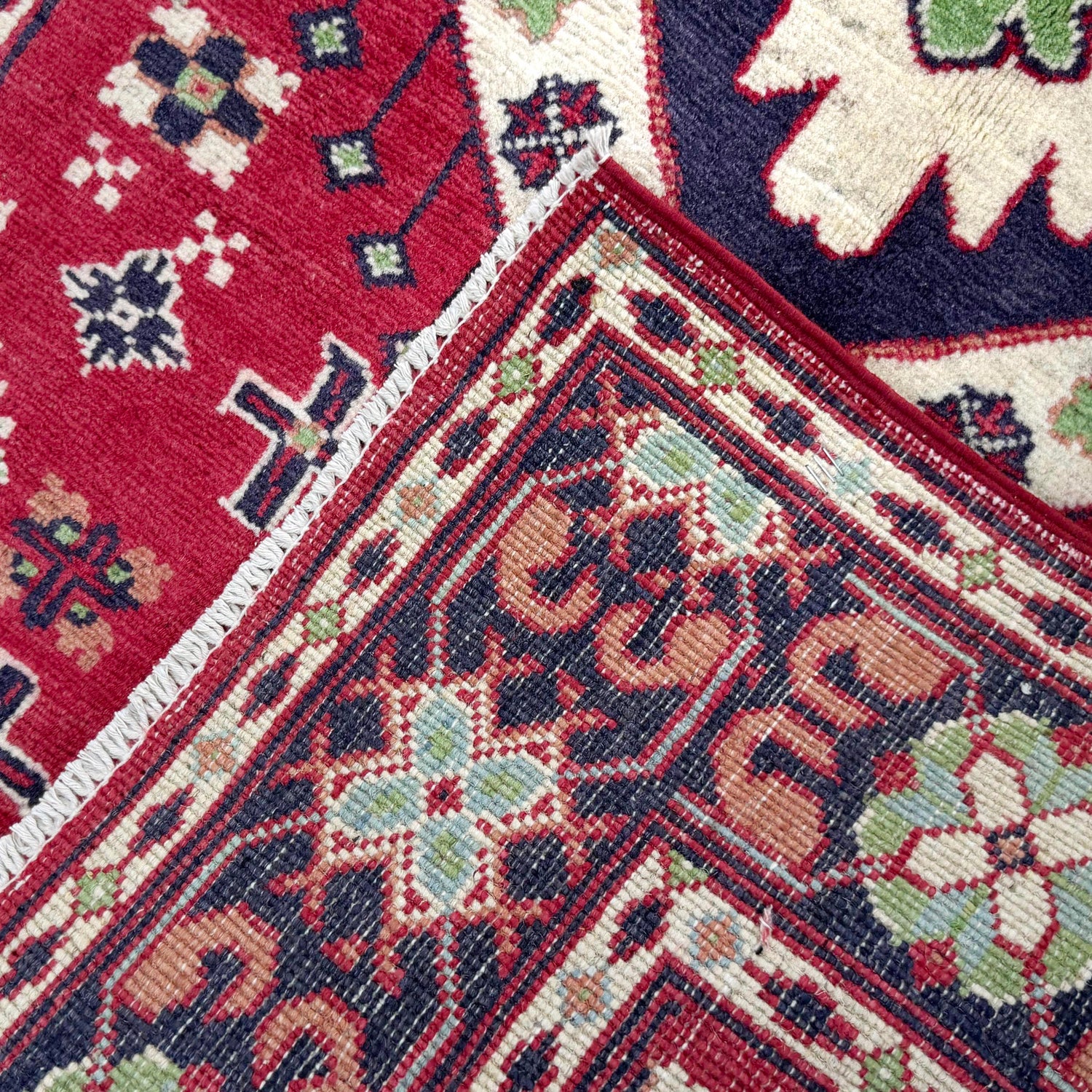 Handmade Kazak Area Rug 3' 3" x 4' 10" ft / 99 x 148 cm - No. R37734