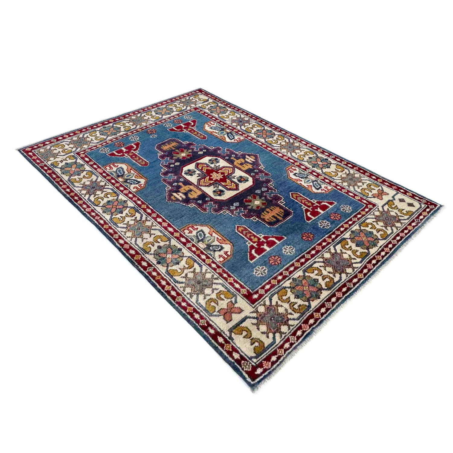 Hand Knotted Kazak Oriental Rug 3' 3" x 4' 9" ft / 98 x 145 cm - No. R37738