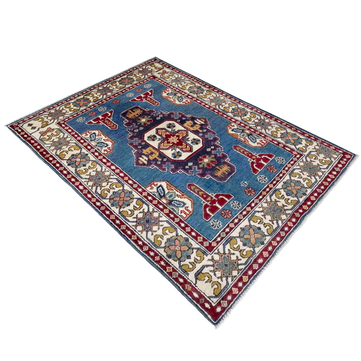 Hand Knotted Kazak Oriental Rug 3' 3" x 4' 9" ft / 98 x 145 cm - No. R37738