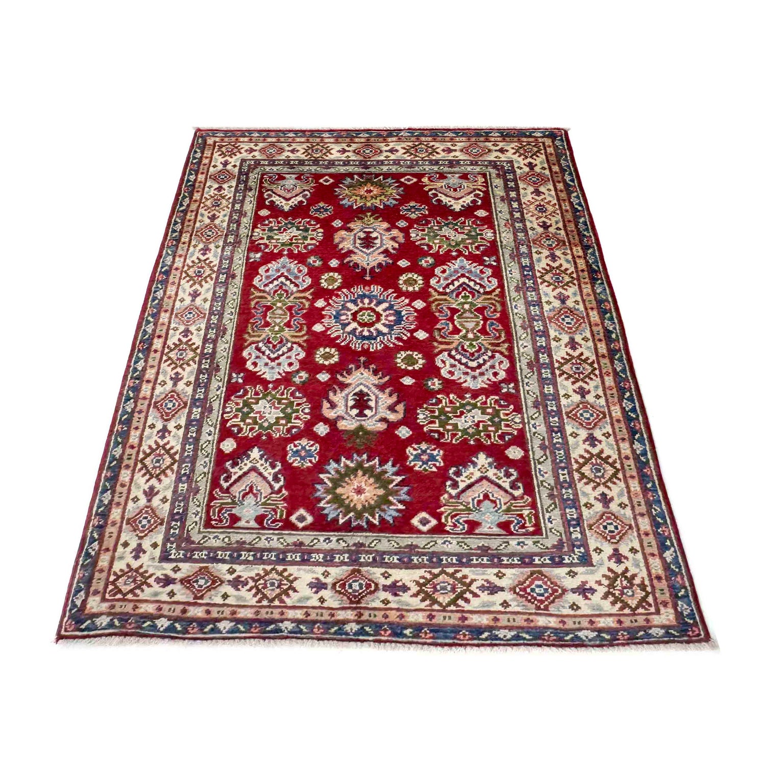 Red Color Kazak Rug 3' 6" x 5' 0" ft / 107 x 152 cm - No. R37740