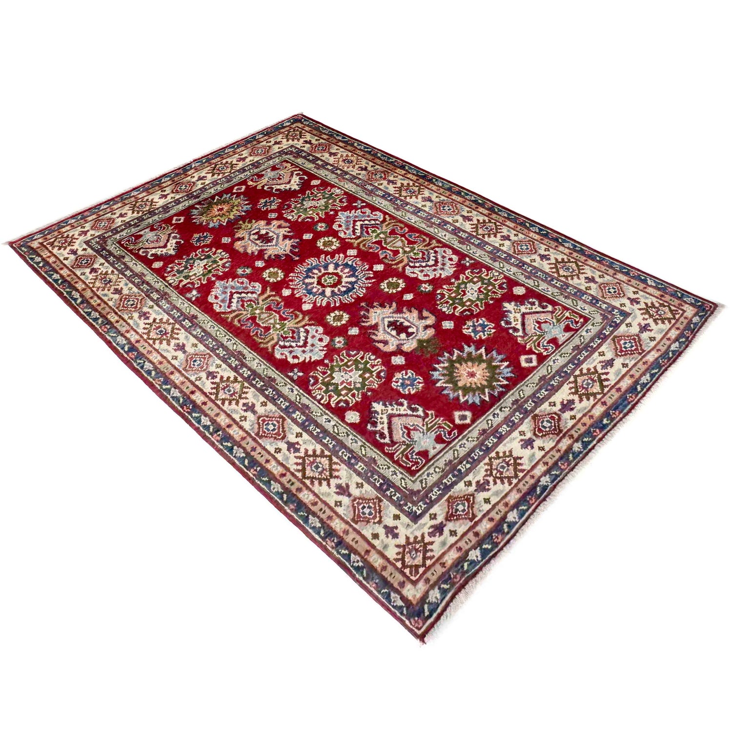 Red Color Kazak Rug 3' 6" x 5' 0" ft / 107 x 152 cm - No. R37740