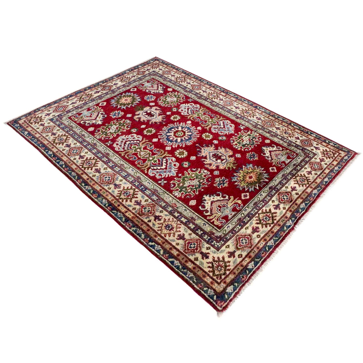 Red Color Kazak Rug 3' 6" x 5' 0" ft / 107 x 152 cm - No. R37740