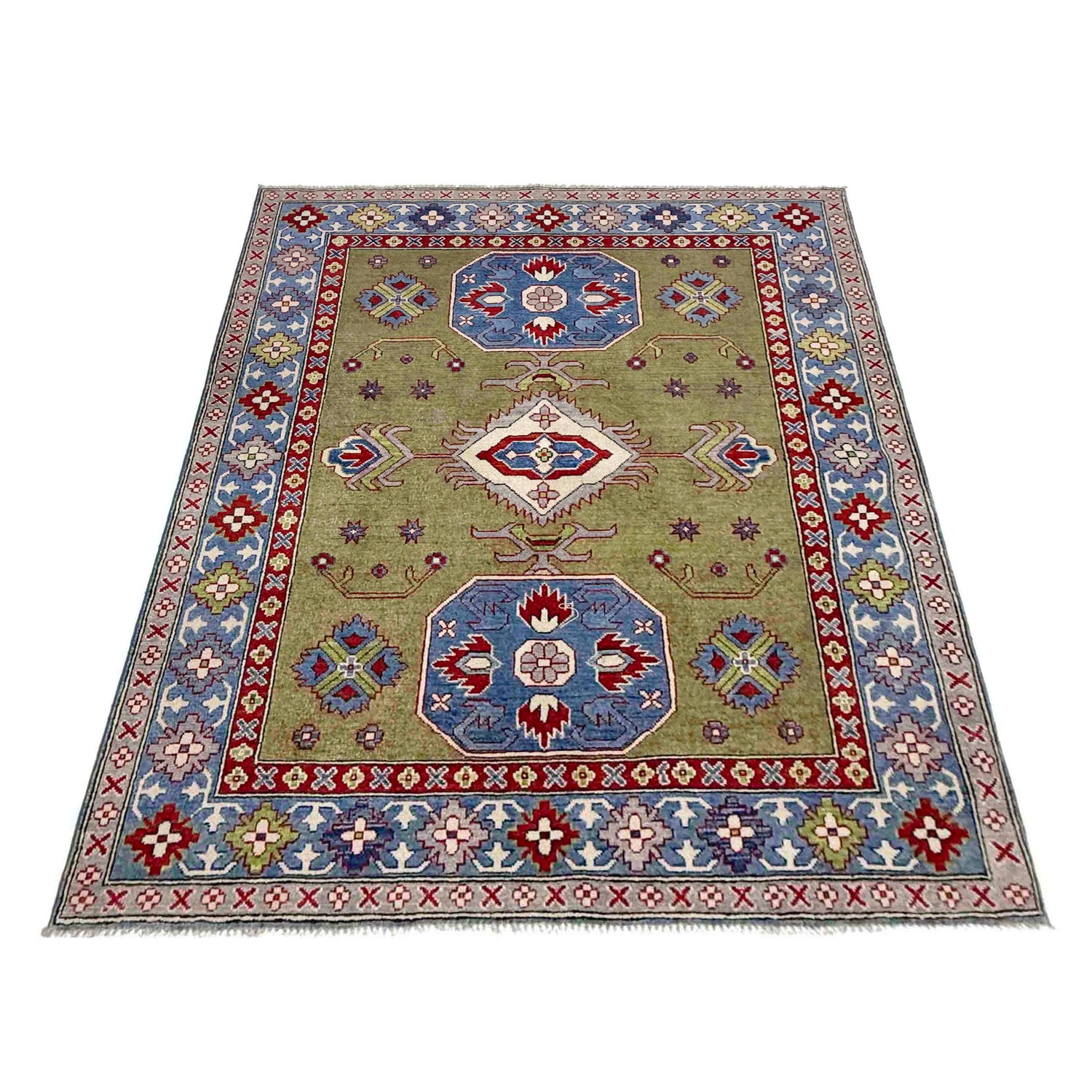 Hand Knotted Kazak Oriental Rug 5' 2" x 6' 10" ft / 157 x 209 cm - No. R37742