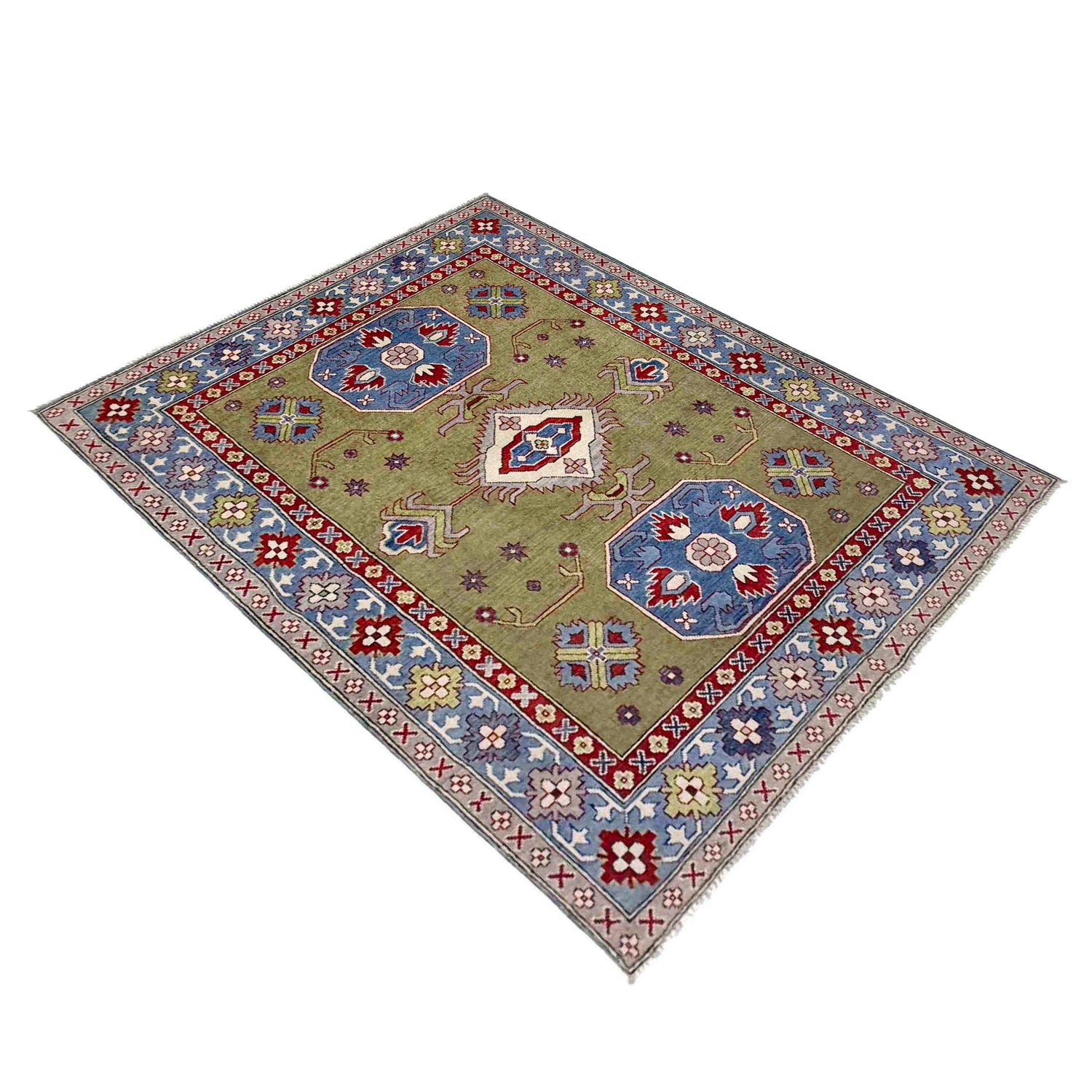 Hand Knotted Kazak Oriental Rug 5' 2" x 6' 10" ft / 157 x 209 cm - No. R37742