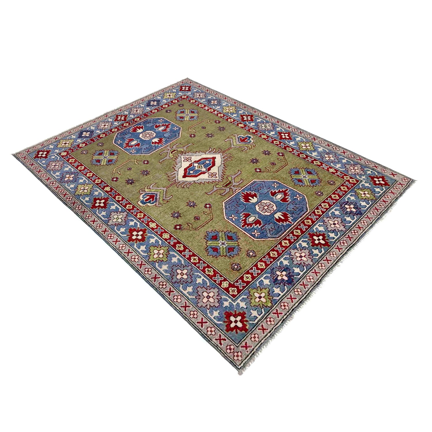 Hand Knotted Kazak Oriental Rug 5' 2" x 6' 10" ft / 157 x 209 cm - No. R37742