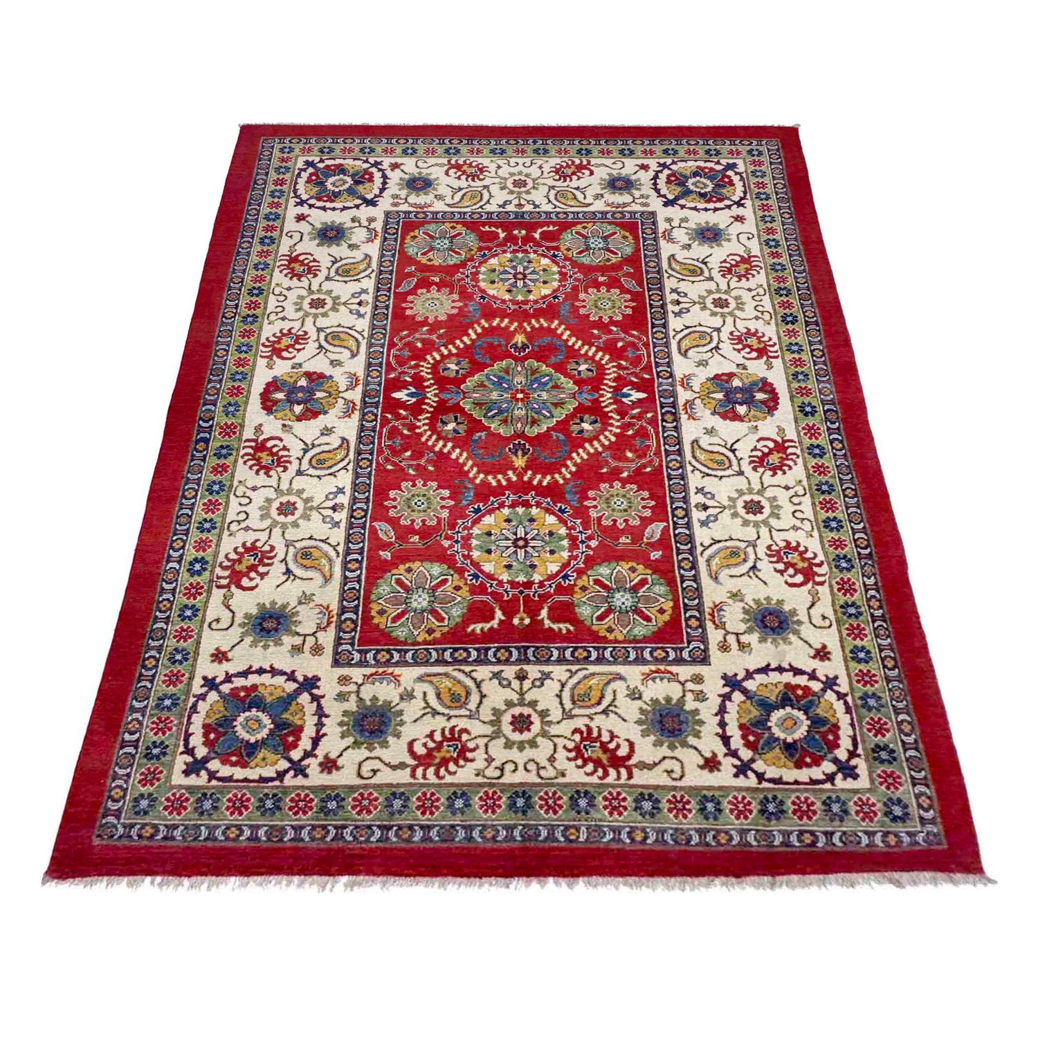 Hand Knotted Kazak Oriental Rug 5' 10" x 8' 11" ft / 178 x 273 cm - No. R37744