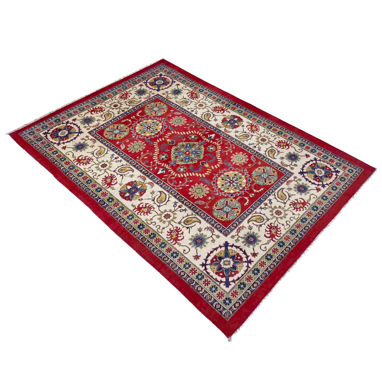 Hand Knotted Kazak Oriental Rug 5' 10" x 8' 11" ft / 178 x 273 cm - No. R37744
