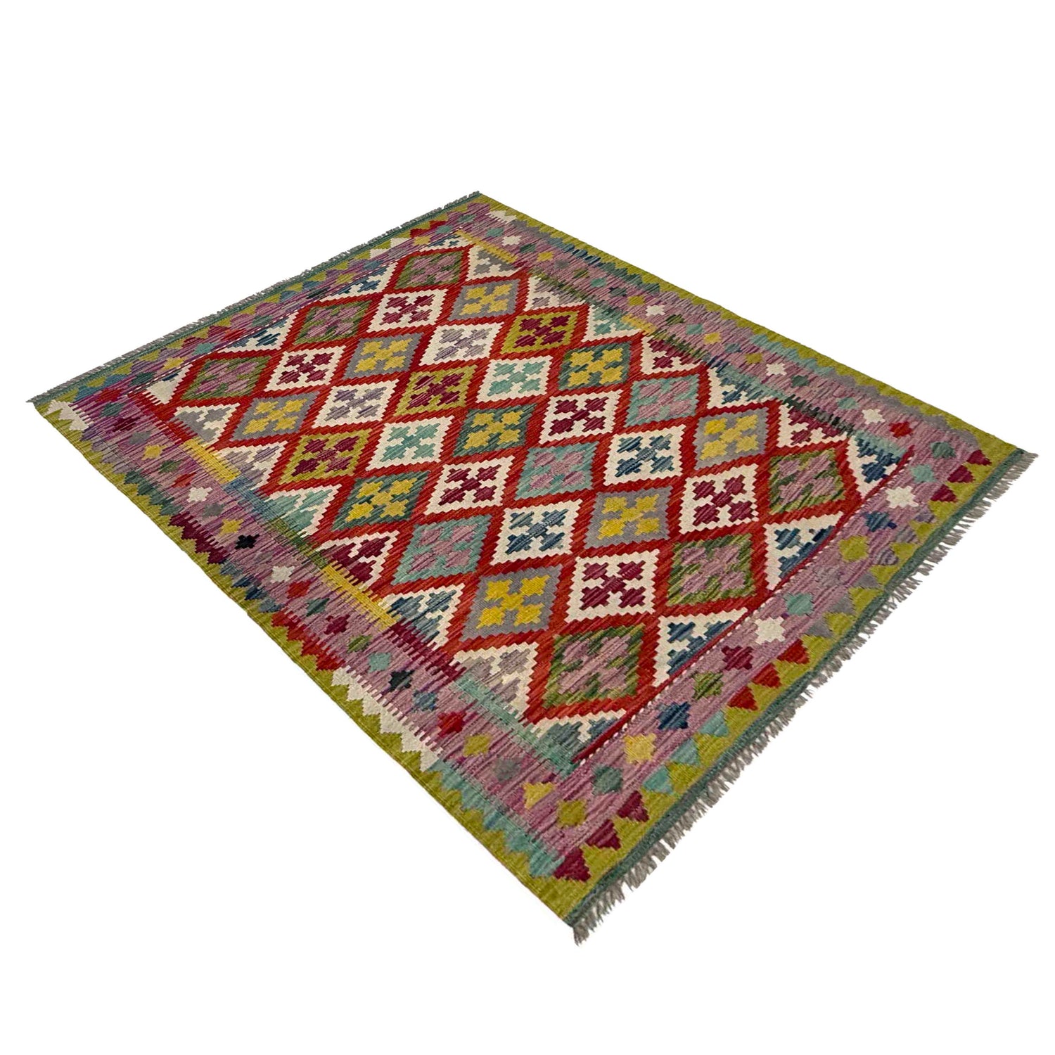 Handmade Afghan Vegetable Kilim 3' 10" x 5' 1" ft / 116 x 155 cm - No. R37789