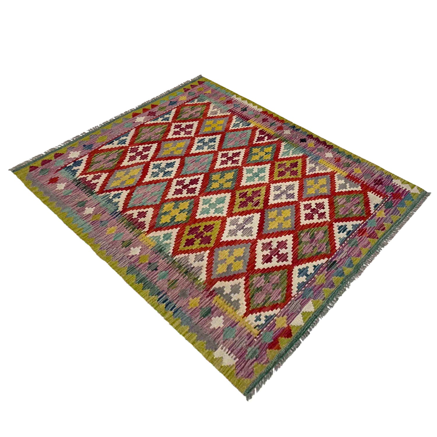 Handmade Afghan Vegetable Kilim 3' 10" x 5' 1" ft / 116 x 155 cm - No. R37789