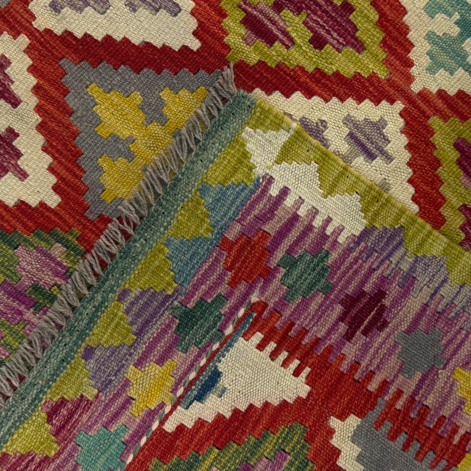 Handmade Afghan Vegetable Kilim 3' 10" x 5' 1" ft / 116 x 155 cm - No. R37789