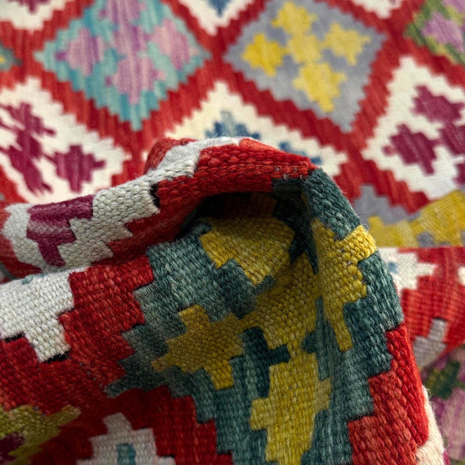 Handmade Afghan Vegetable Kilim 3' 10" x 5' 1" ft / 116 x 155 cm - No. R37789