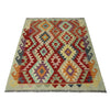 Multi Color ful Flat-Weave Wool Kilim 3' 3" x 4' 8" ft / 100 x 143 cm - No. R37795