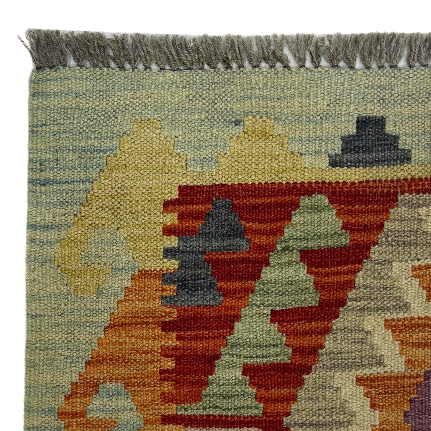 Multi Color ful Flat-Weave Wool Kilim 3' 3" x 4' 8" ft / 100 x 143 cm - No. R37795