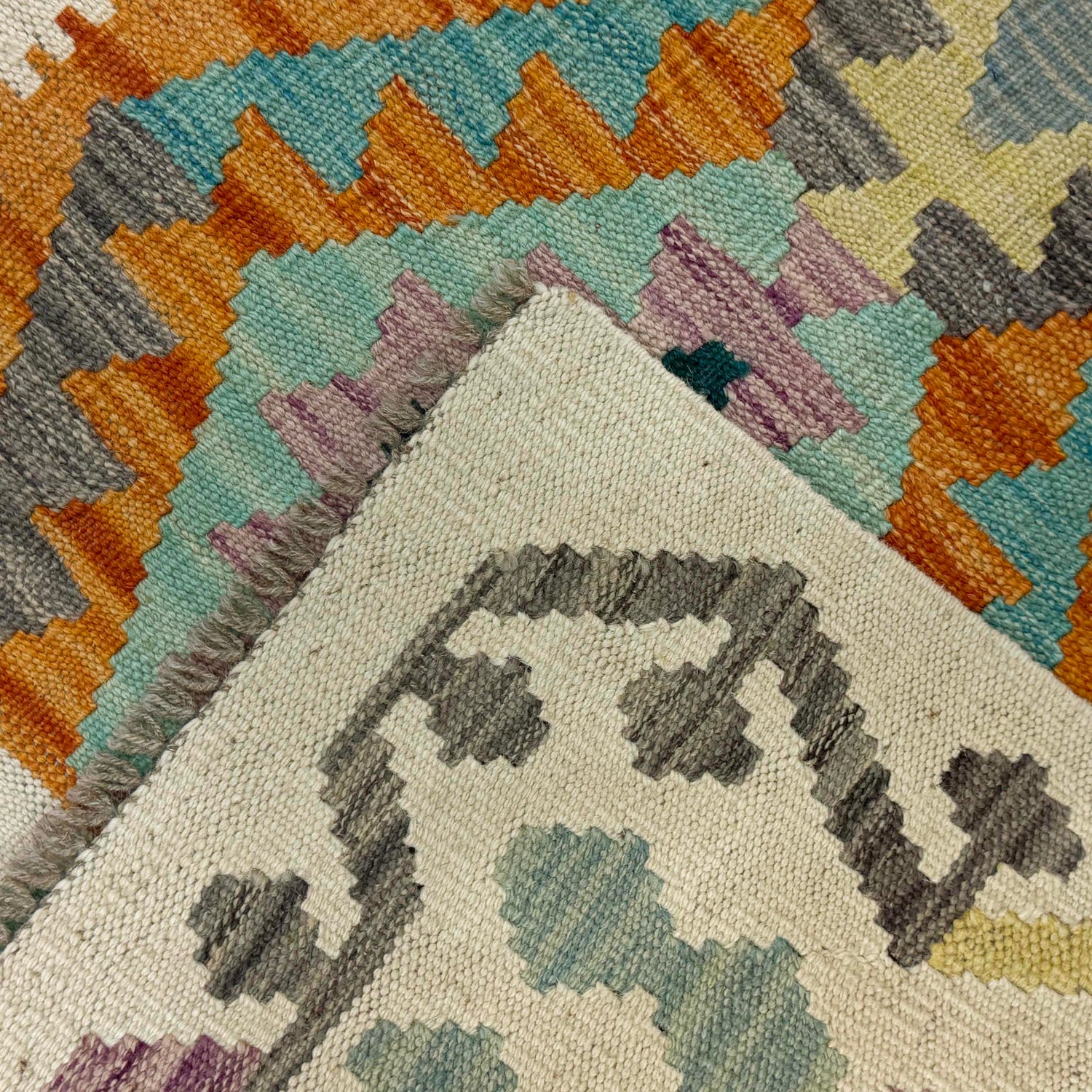 Multi Color ful Flat-Weave Wool Kilim 2' 7" x 4' 0" ft / 80 x 123 cm - No. R37797