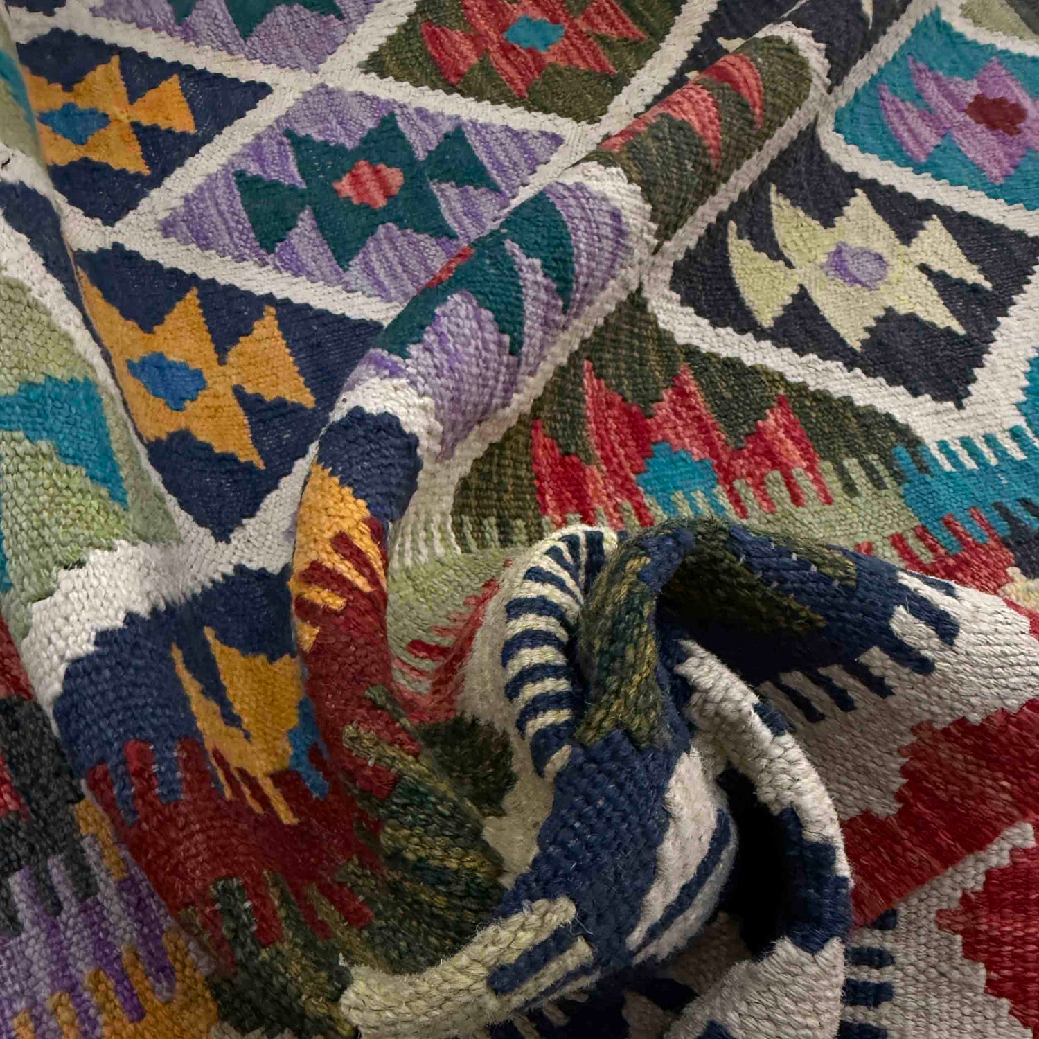 Hand Made Afghan Kilim 5' 9" x 8' 5" ft / 174 x 257 cm - No. R37806