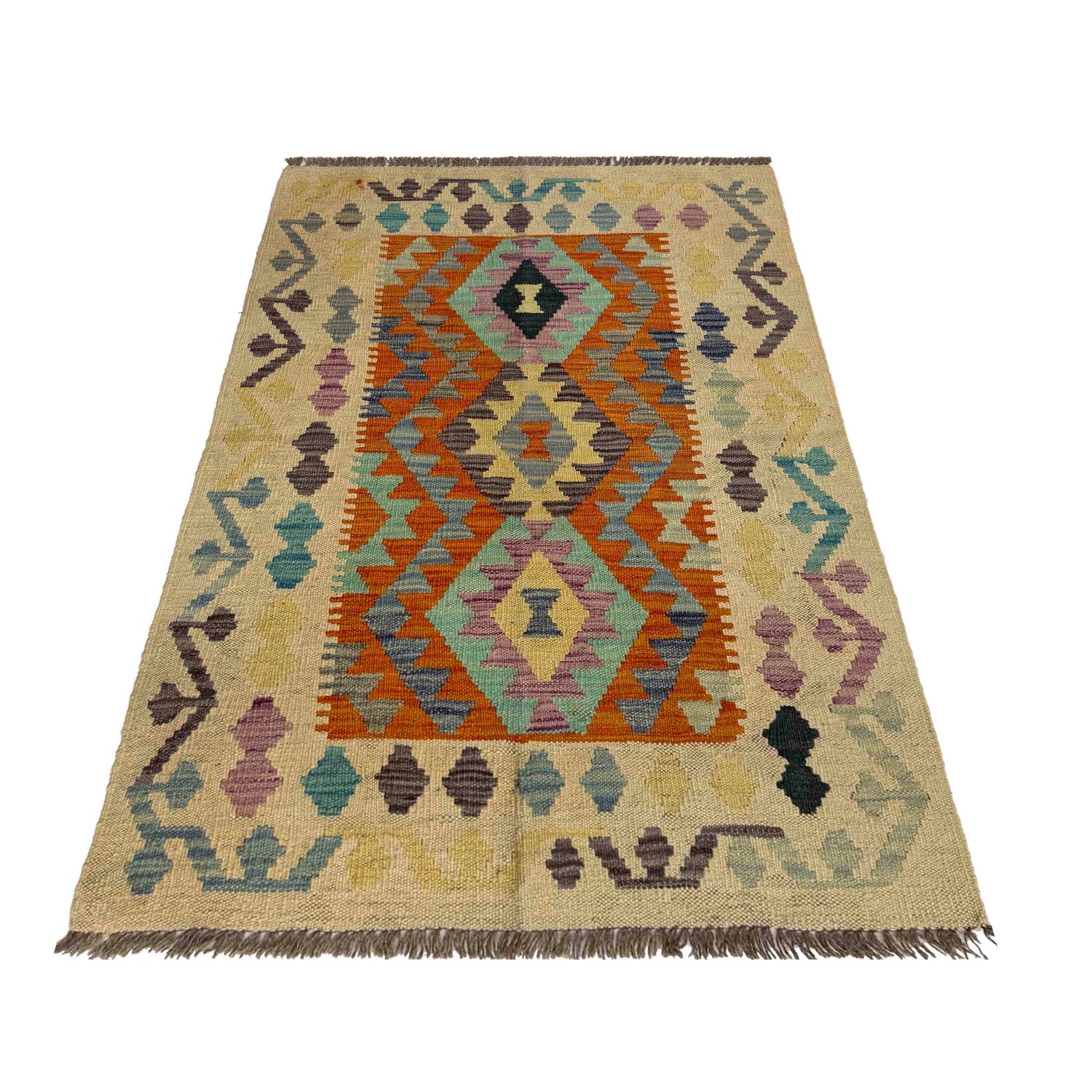 Handmade Vegetable Kilim 2' 8" x 4' 1" ft / 82 x 124 cm - No. R37808