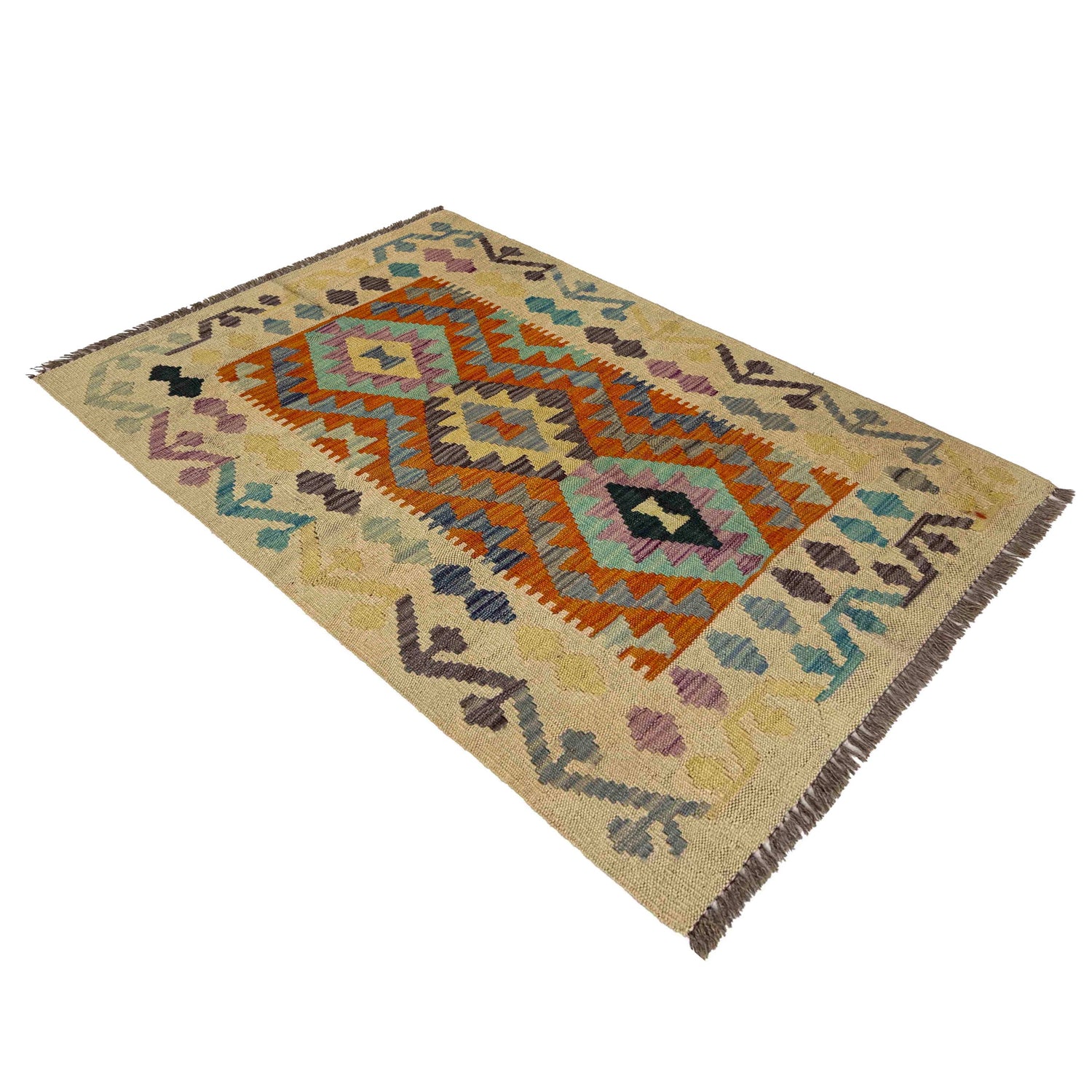 Handmade Vegetable Kilim 2' 8" x 4' 1" ft / 82 x 124 cm - No. R37808