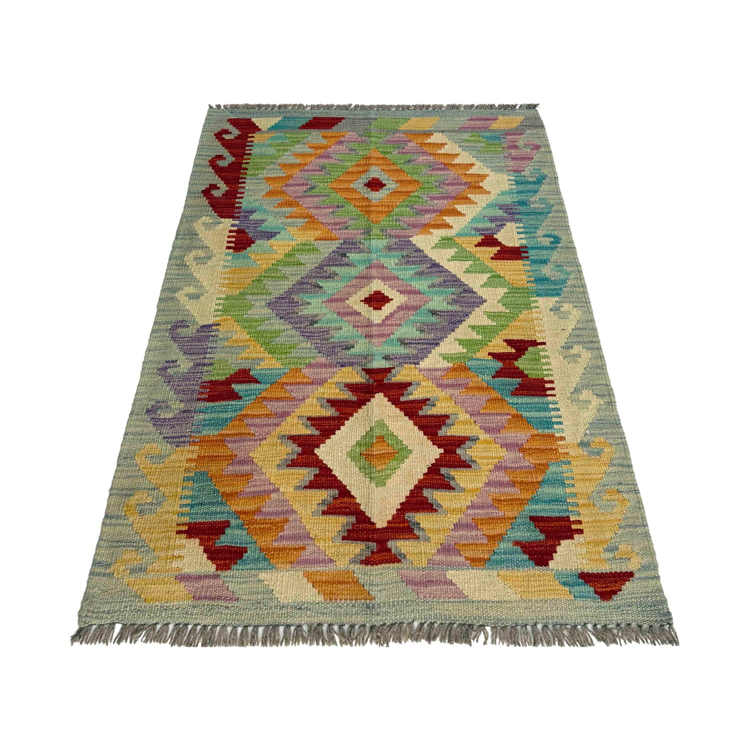 Hand Knotted Afghan Style Kilim 2' 5" x 3' 10" ft / 74 x 117 cm - No. R37811