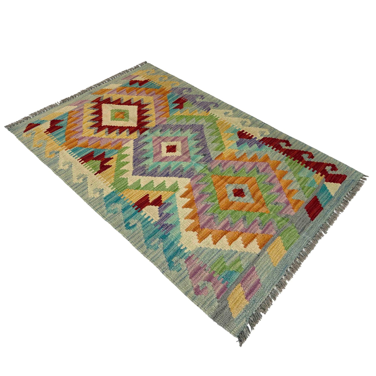 Hand Knotted Afghan Style Kilim 2' 5" x 3' 10" ft / 74 x 117 cm - No. R37811