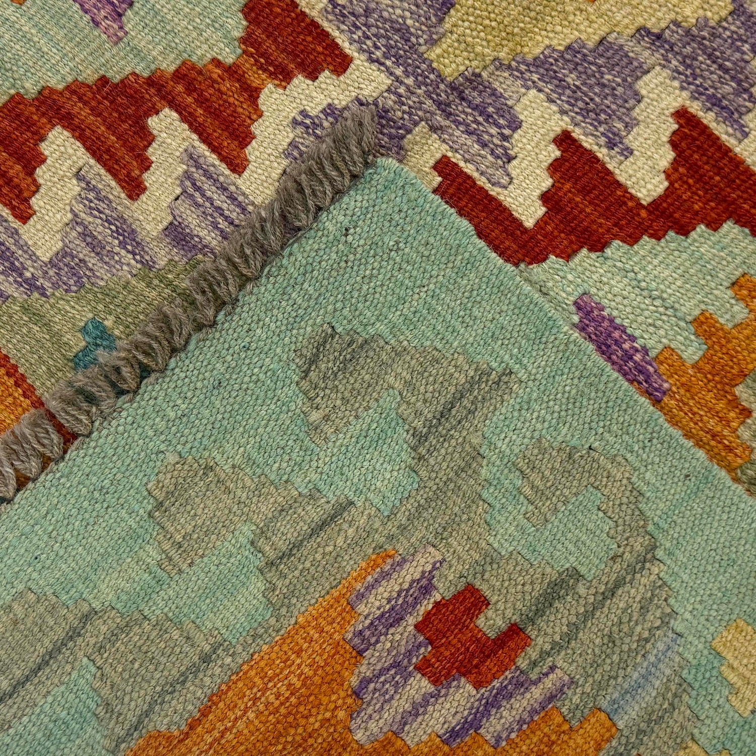 Hand Woven Wool Kelim 2' 7" x 4' 2" ft / 79 x 126 cm - No. R37812