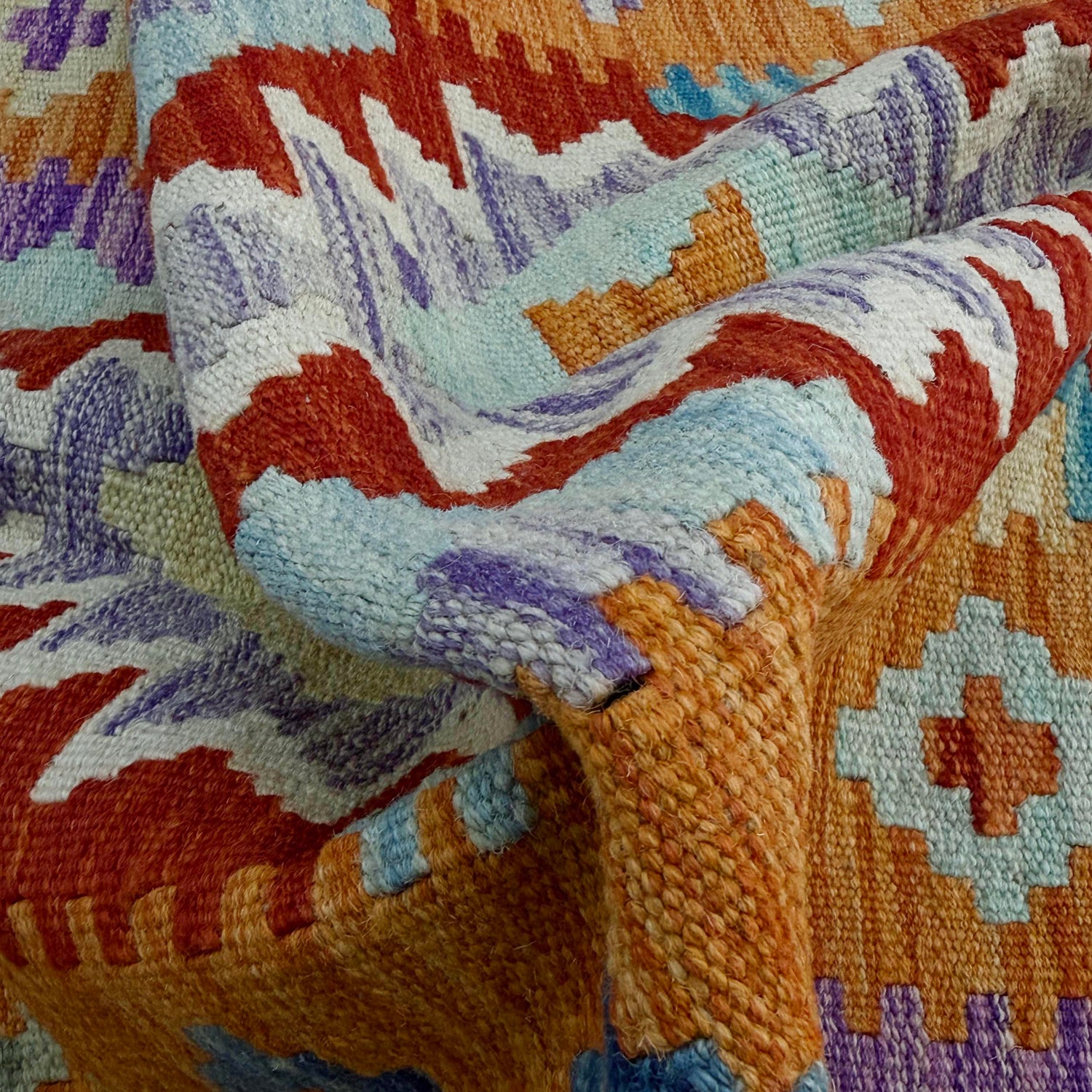 Hand Woven Wool Kelim 2' 7" x 4' 2" ft / 79 x 126 cm - No. R37812