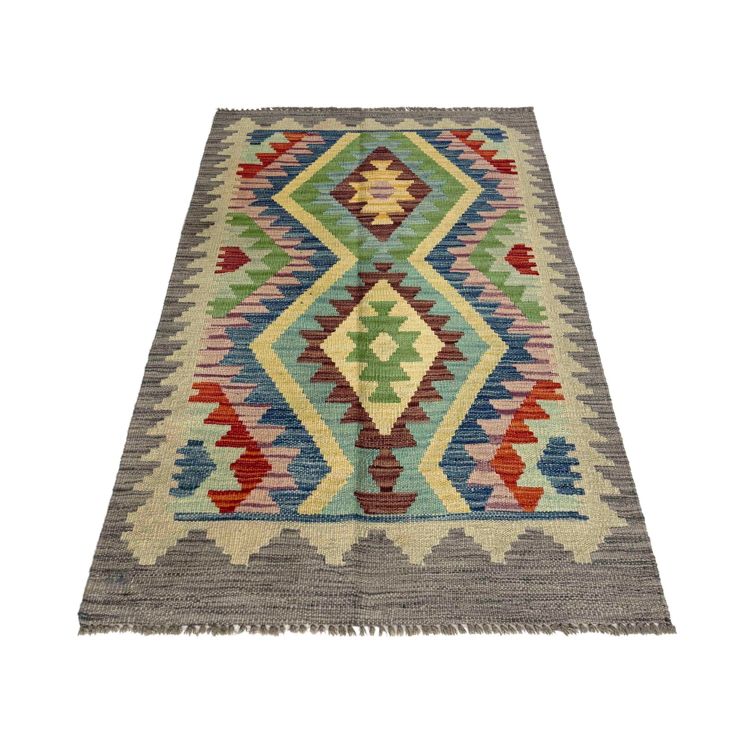 Handmade Turkish Design Wool Kilim 2' 5" x 3' 11" ft / 74 x 120 cm - No. R37814