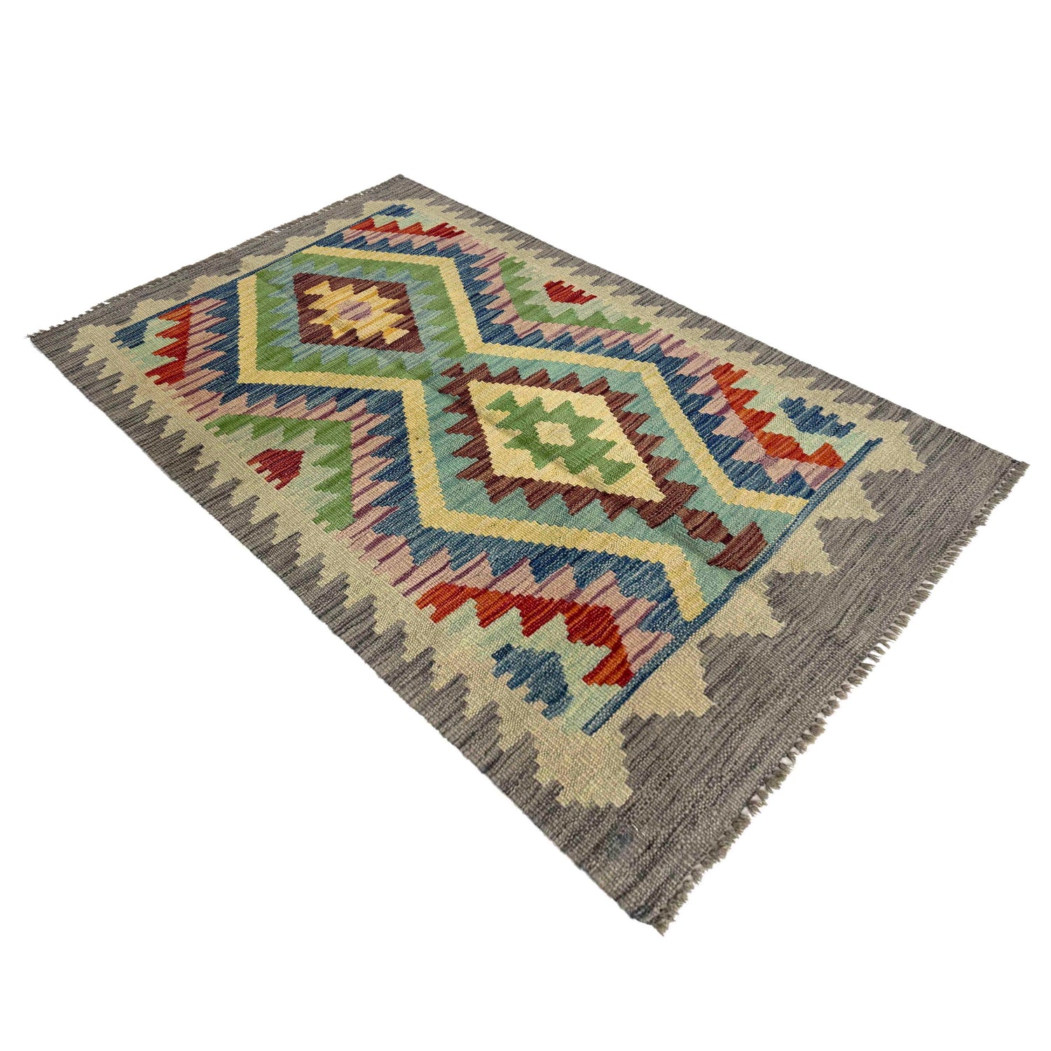 Handmade Turkish Design Wool Kilim 2' 5" x 3' 11" ft / 74 x 120 cm - No. R37814