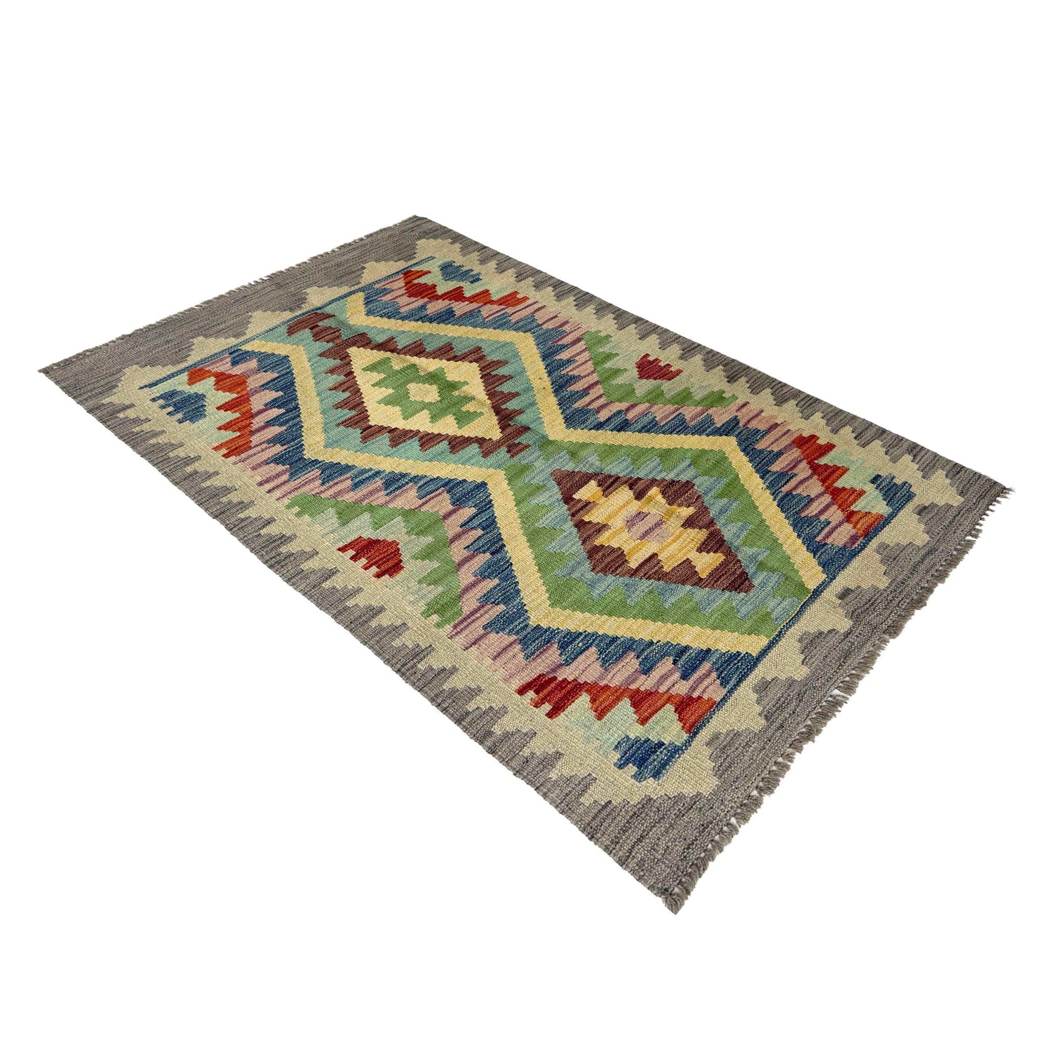 Handmade Turkish Design Wool Kilim 2' 5" x 3' 11" ft / 74 x 120 cm - No. R37814