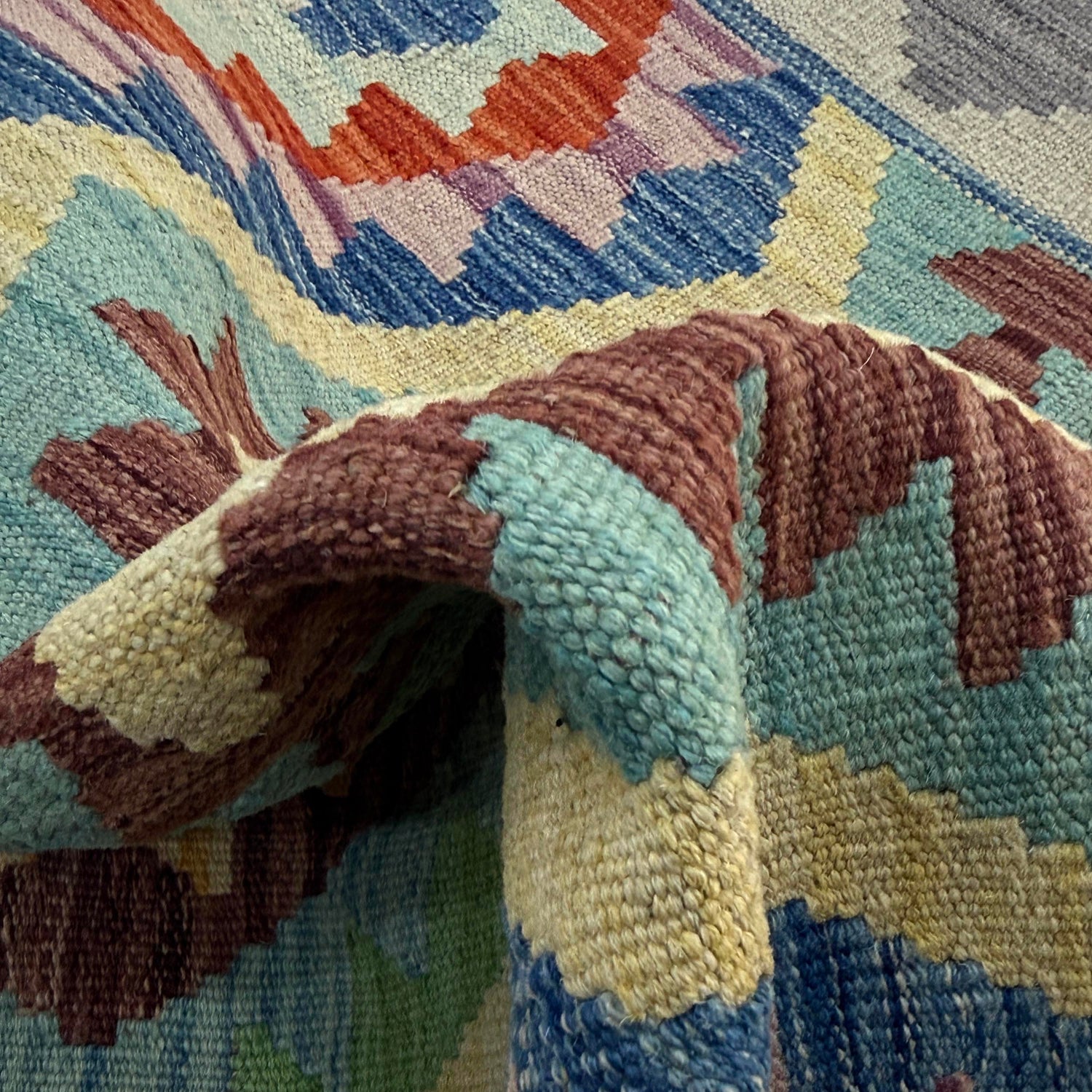 Handmade Turkish Design Wool Kilim 2' 5" x 3' 11" ft / 74 x 120 cm - No. R37814