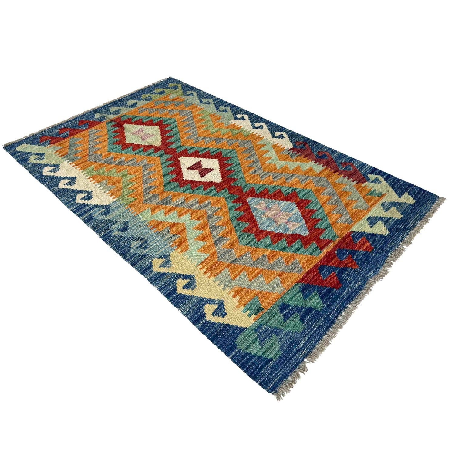Handmade Turkish Design Wool Kelim 2' 6" x 4' 1" ft / 77 x 124 cm - No. R37815