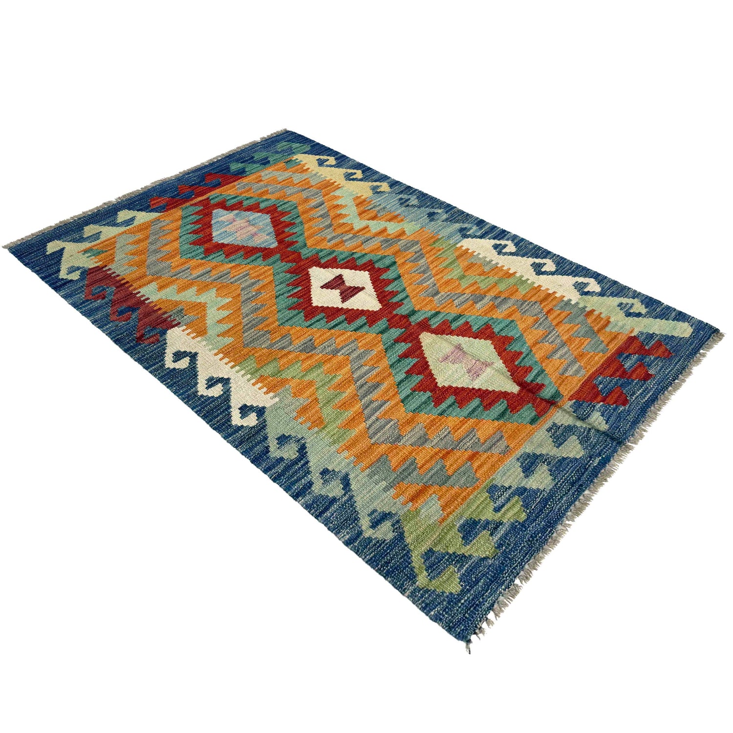 Handmade Turkish Design Wool Kelim 2' 6" x 4' 1" ft / 77 x 124 cm - No. R37815