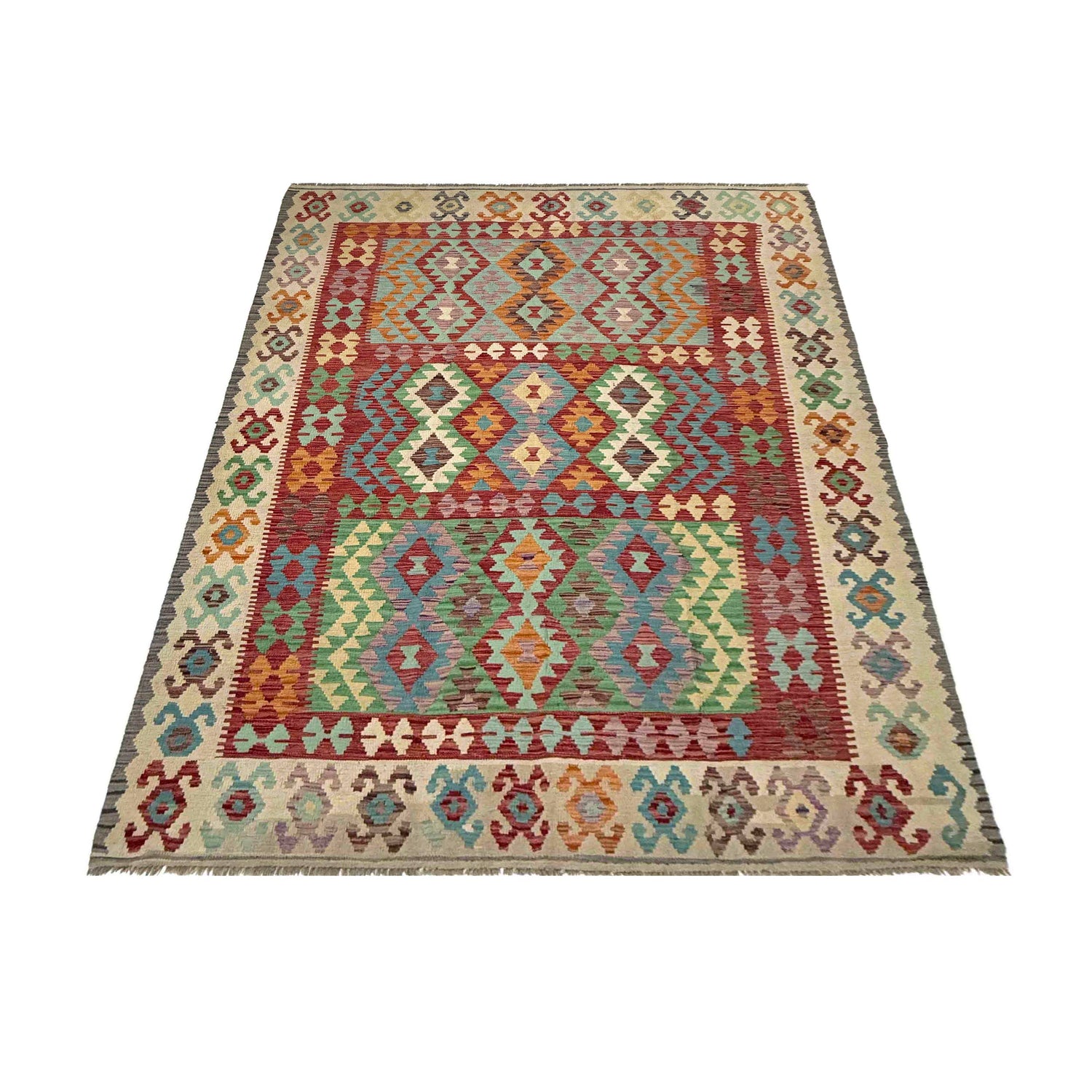 Handmade Vegetable Kelim 6' 8" x 9' 9" ft / 202 x 296 cm - No. R37816