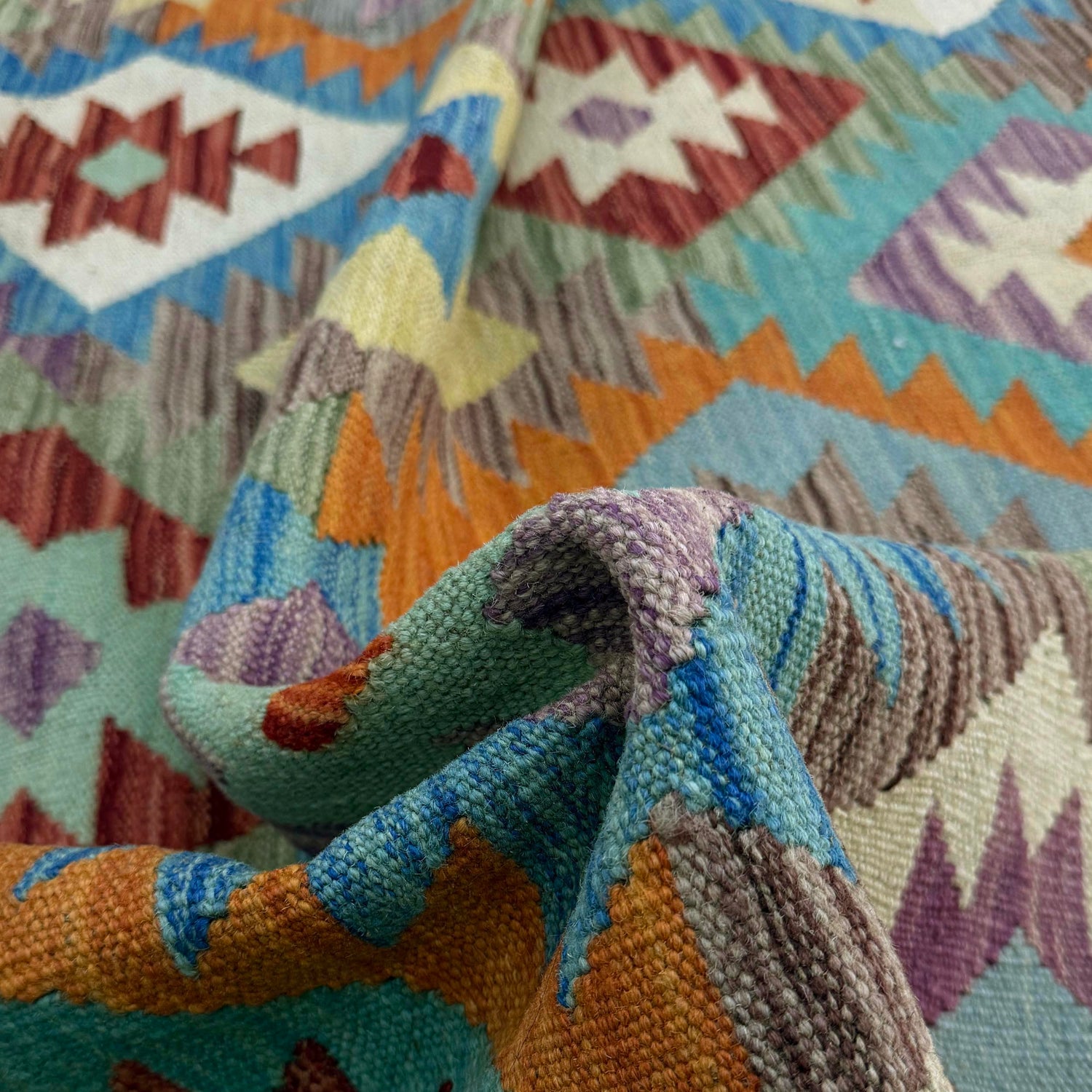 Hand Knotted Afghan Style Kilim 6' 5" x 9' 11" ft / 196 x 303 cm - No. R37823