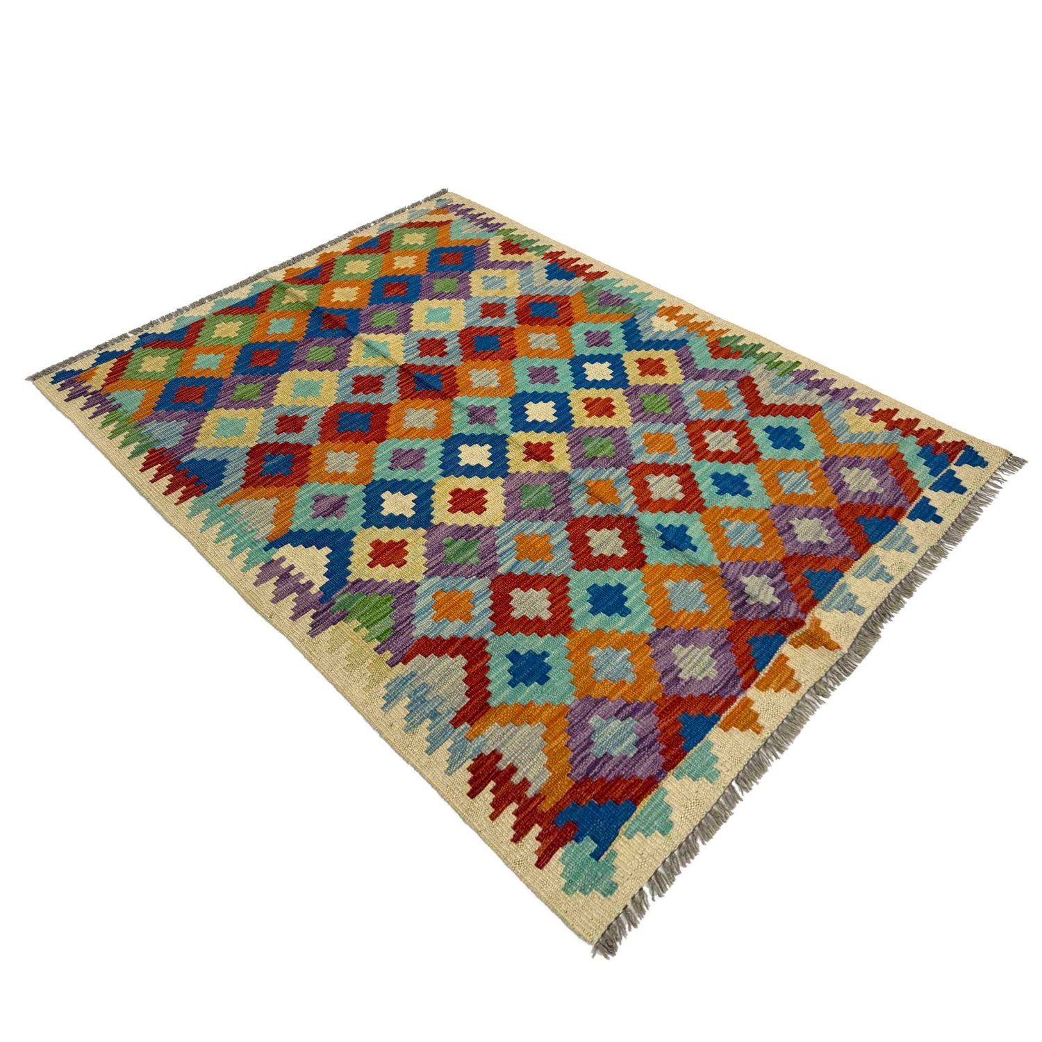Handmade Vegetable Kilim 3' 3" x 4' 11" ft / 100 x 151 cm - No. R37862