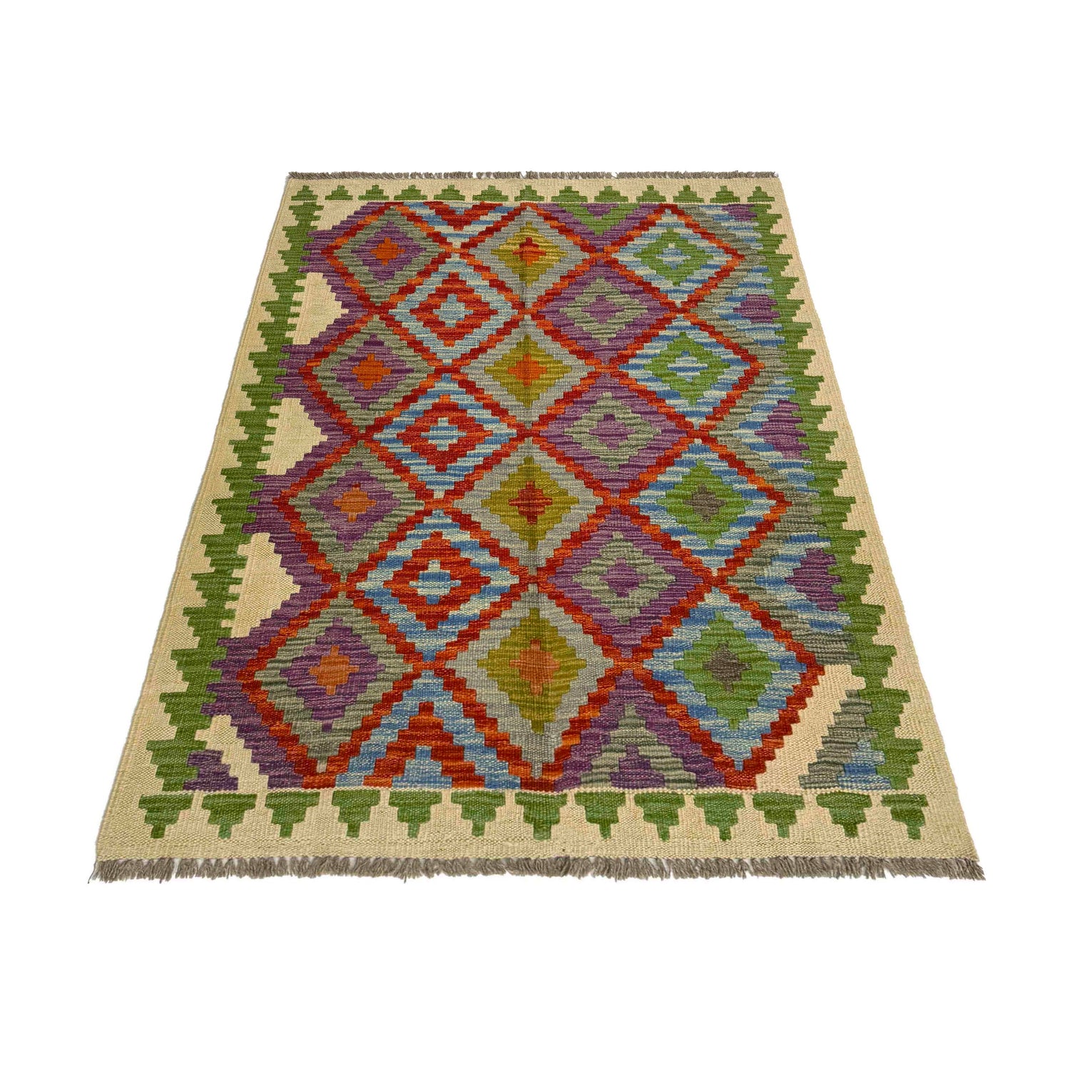 Handmade Vegetable Kelim 3' 3" x 4' 9" ft / 100 x 145 cm - No. R37868
