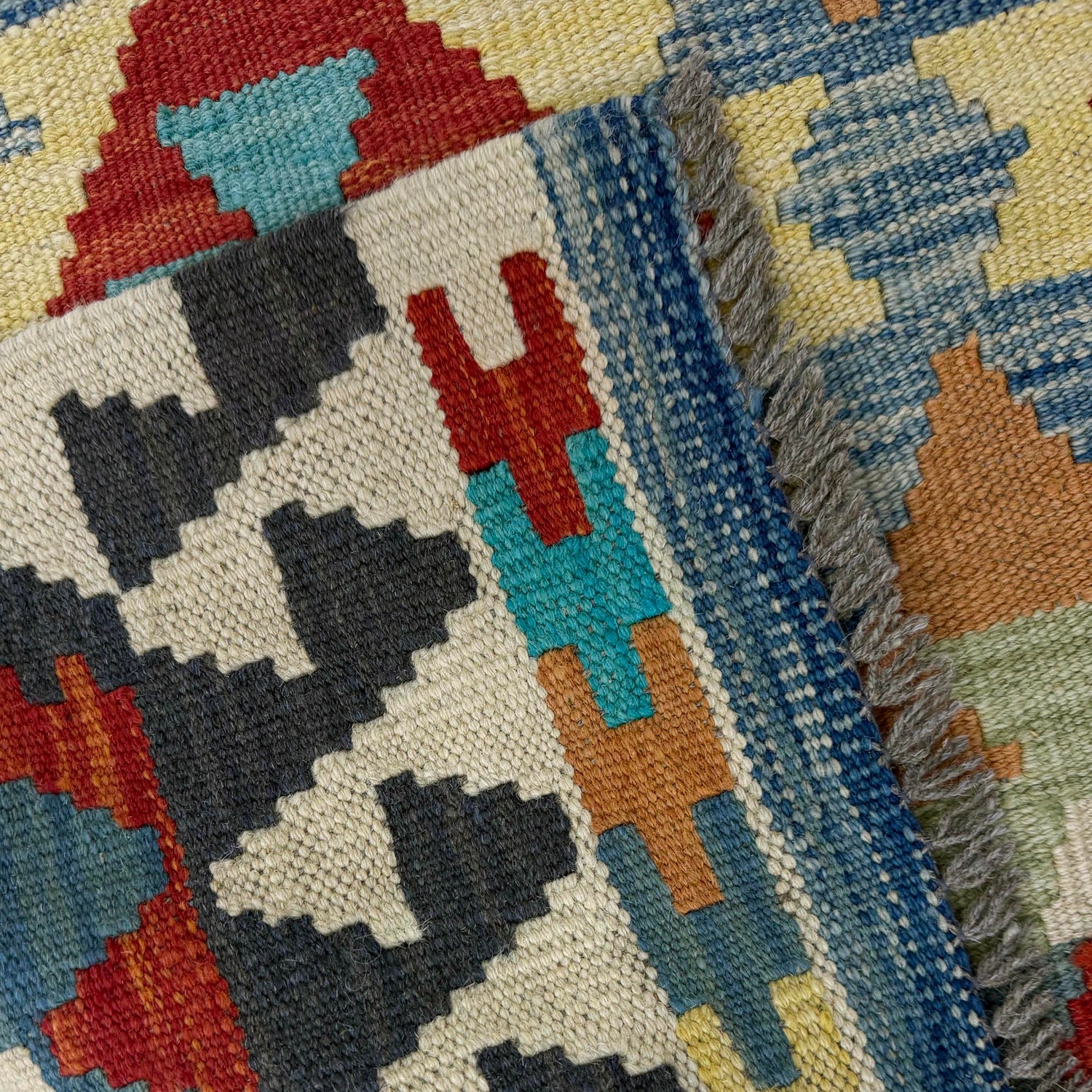 Hand Knotted Afghan Style Kilim 3' 3" x 5' 1" ft / 100 x 155 cm - No. R37876