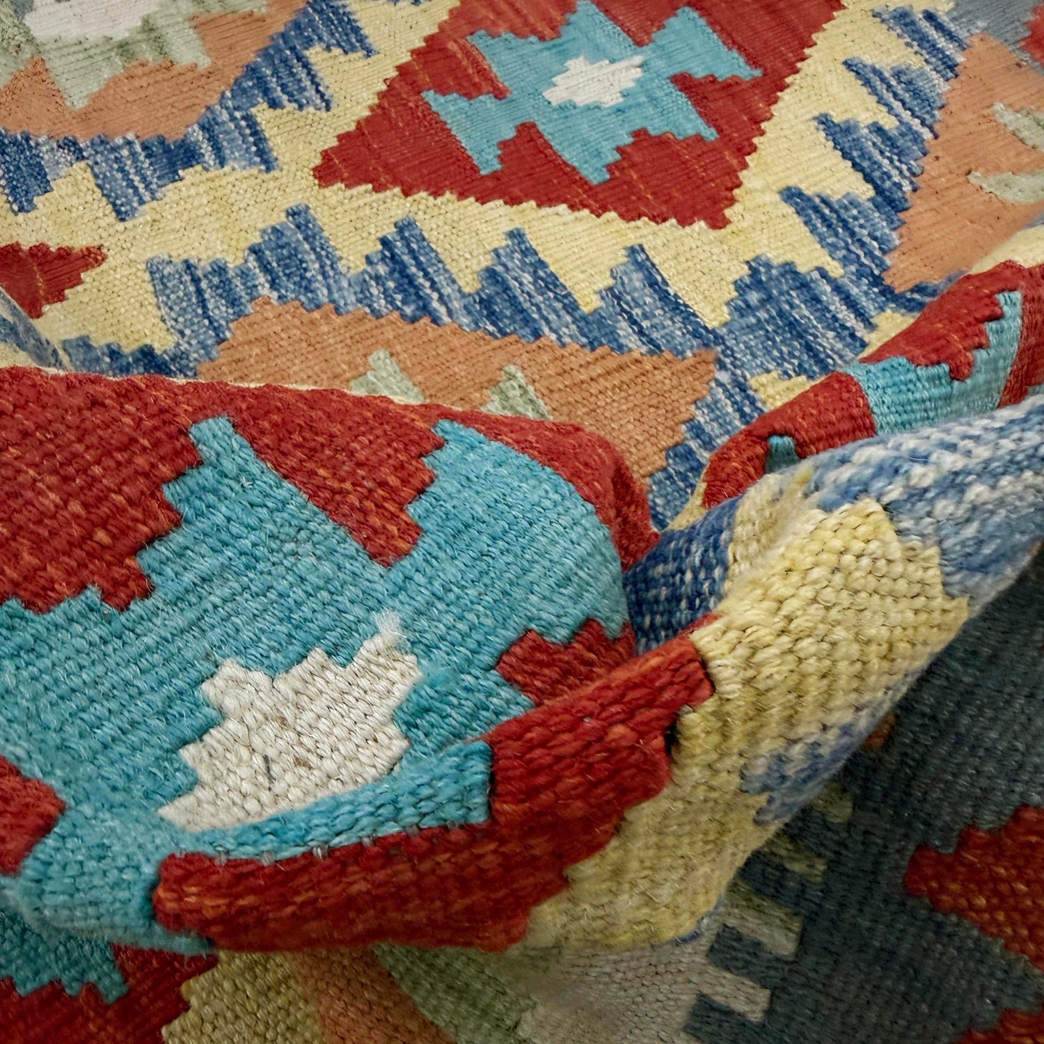 Hand Knotted Afghan Style Kilim 3' 3" x 5' 1" ft / 100 x 155 cm - No. R37876