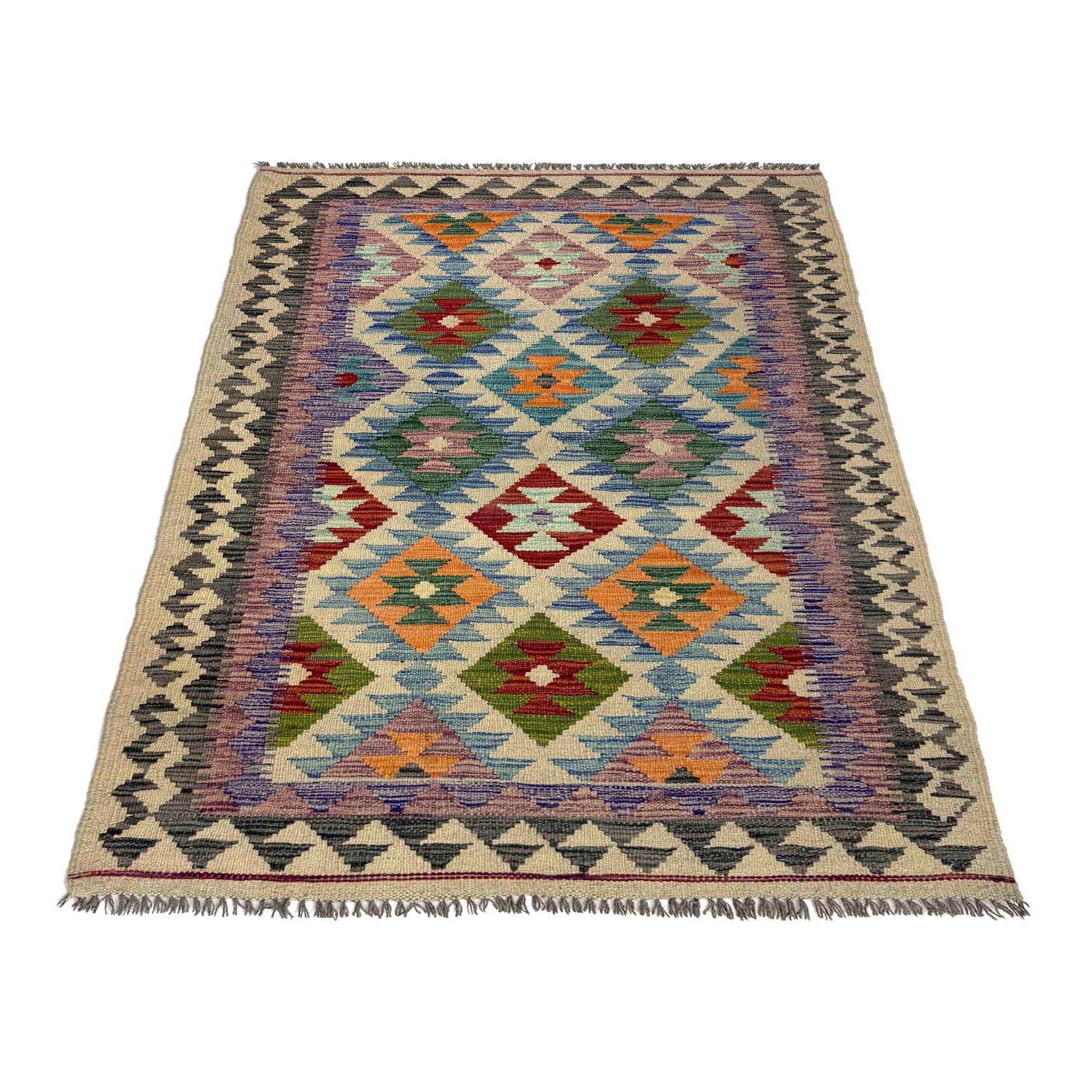 Hand Woven Wool Kelim 3' 5" x 5' 5" ft / 104 x 165 cm - No. R37882