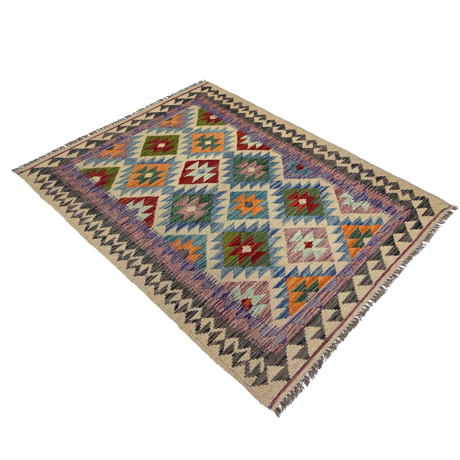 Hand Woven Wool Kelim 3' 5" x 5' 5" ft / 104 x 165 cm - No. R37882