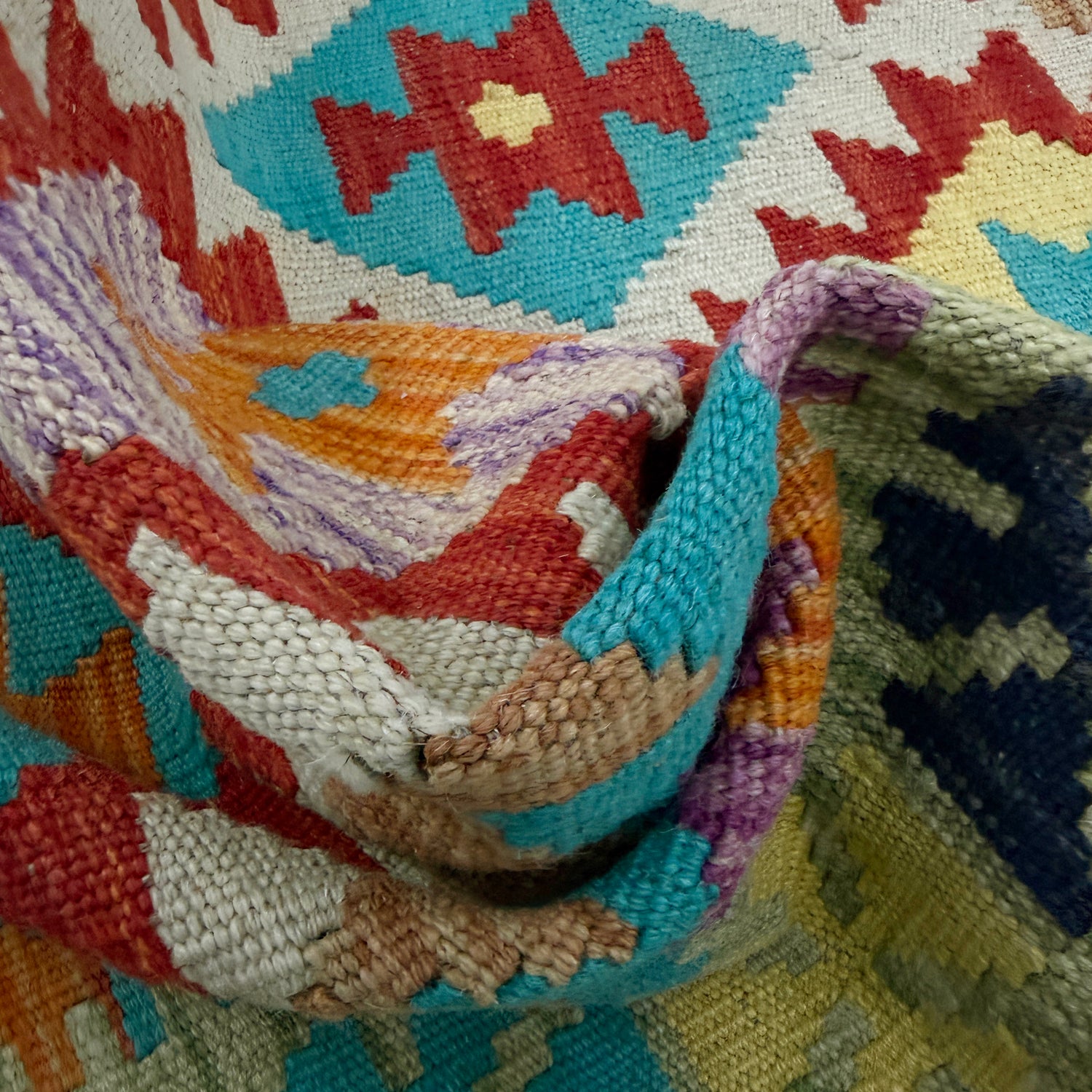 Handmade Turkish Design Wool Kilim 3' 3" x 5' 5" ft / 100 x 165 cm - No. R37884