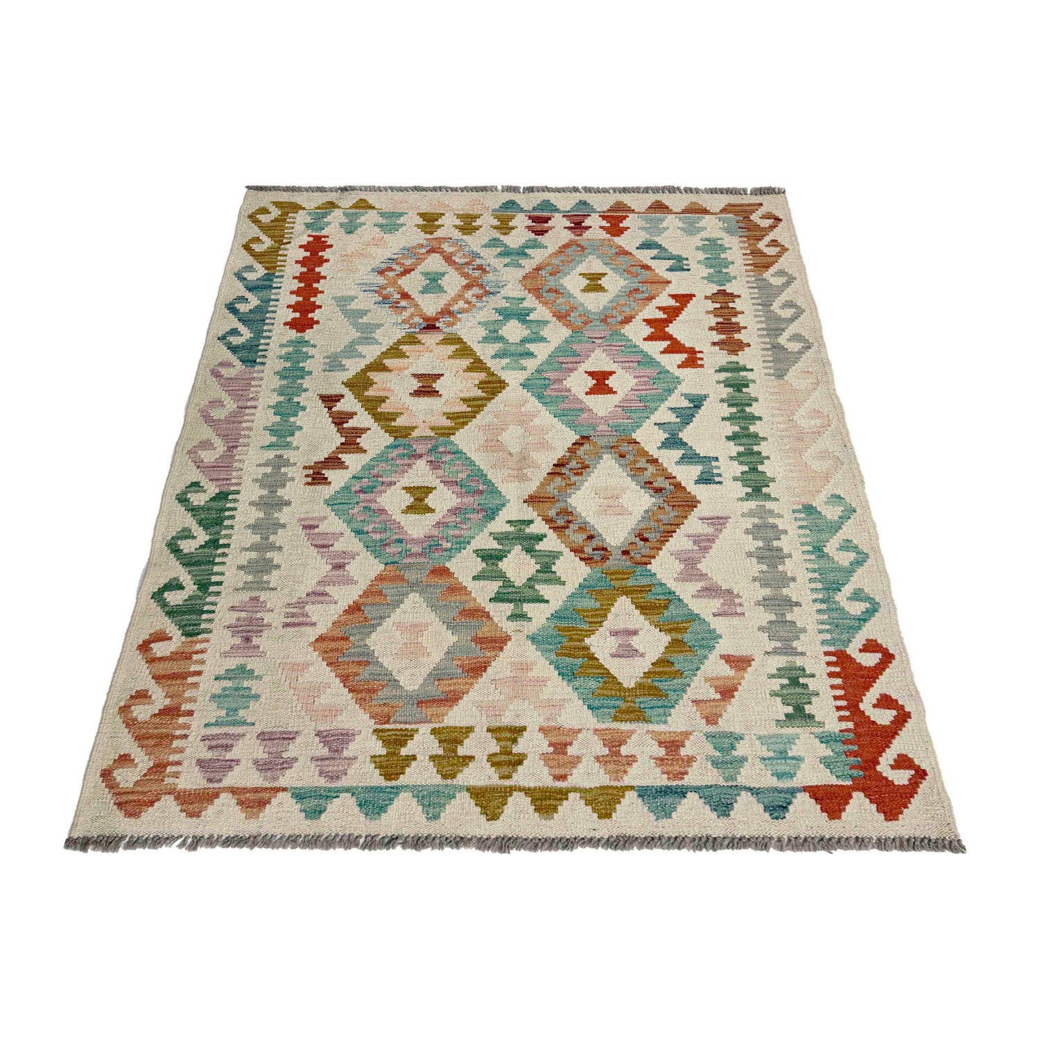 Hand Knotted Flatweave Kilim 3' 7" x 4' 11" ft / 109 x 149 cm - No. R37898