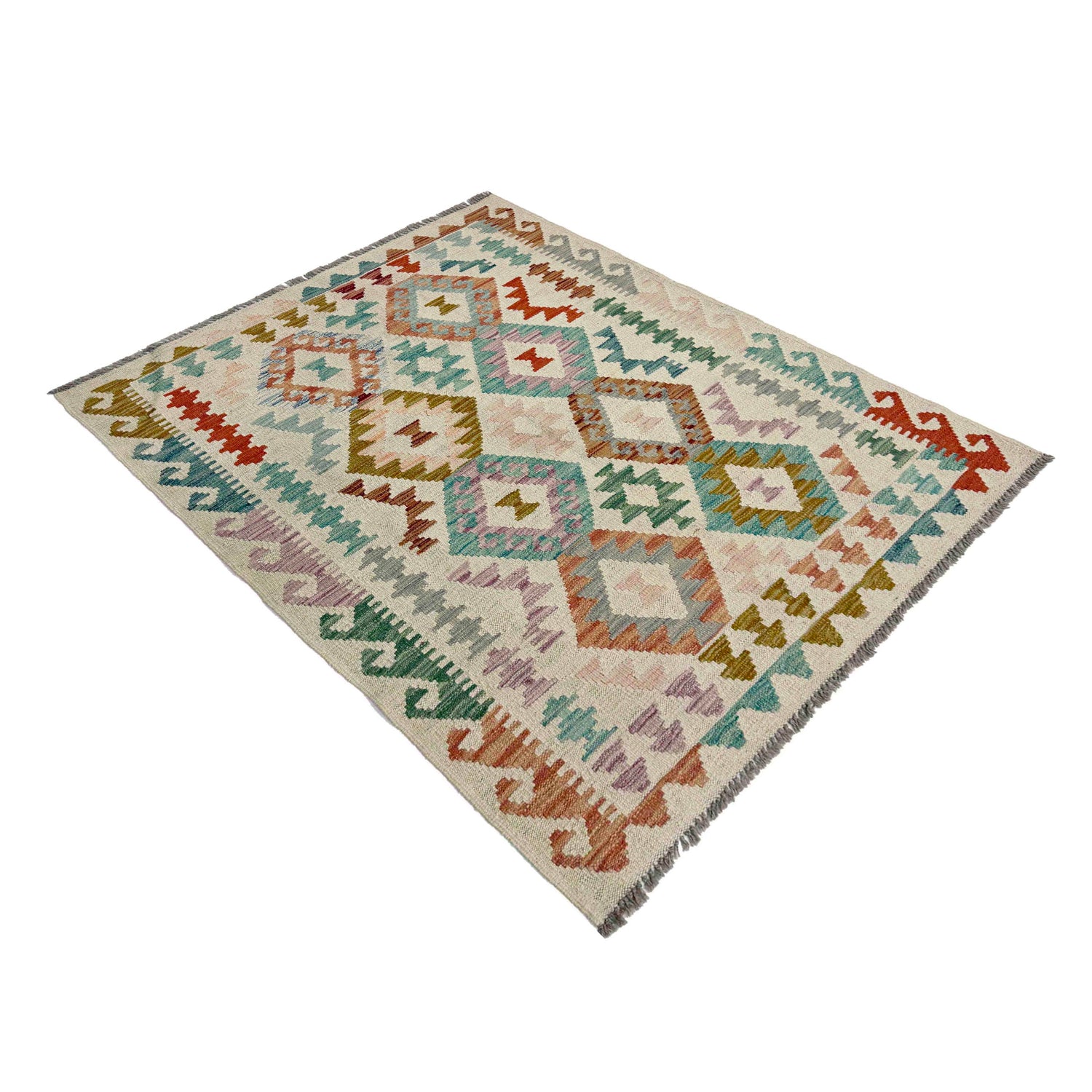 Hand Knotted Flatweave Kilim 3' 7" x 4' 11" ft / 109 x 149 cm - No. R37898