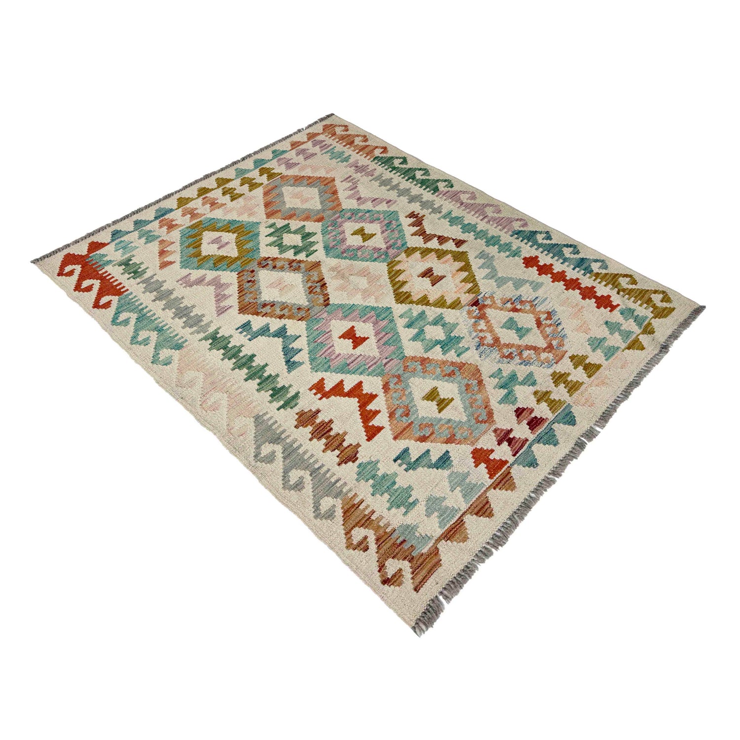 Hand Knotted Flatweave Kilim 3' 7" x 4' 11" ft / 109 x 149 cm - No. R37898