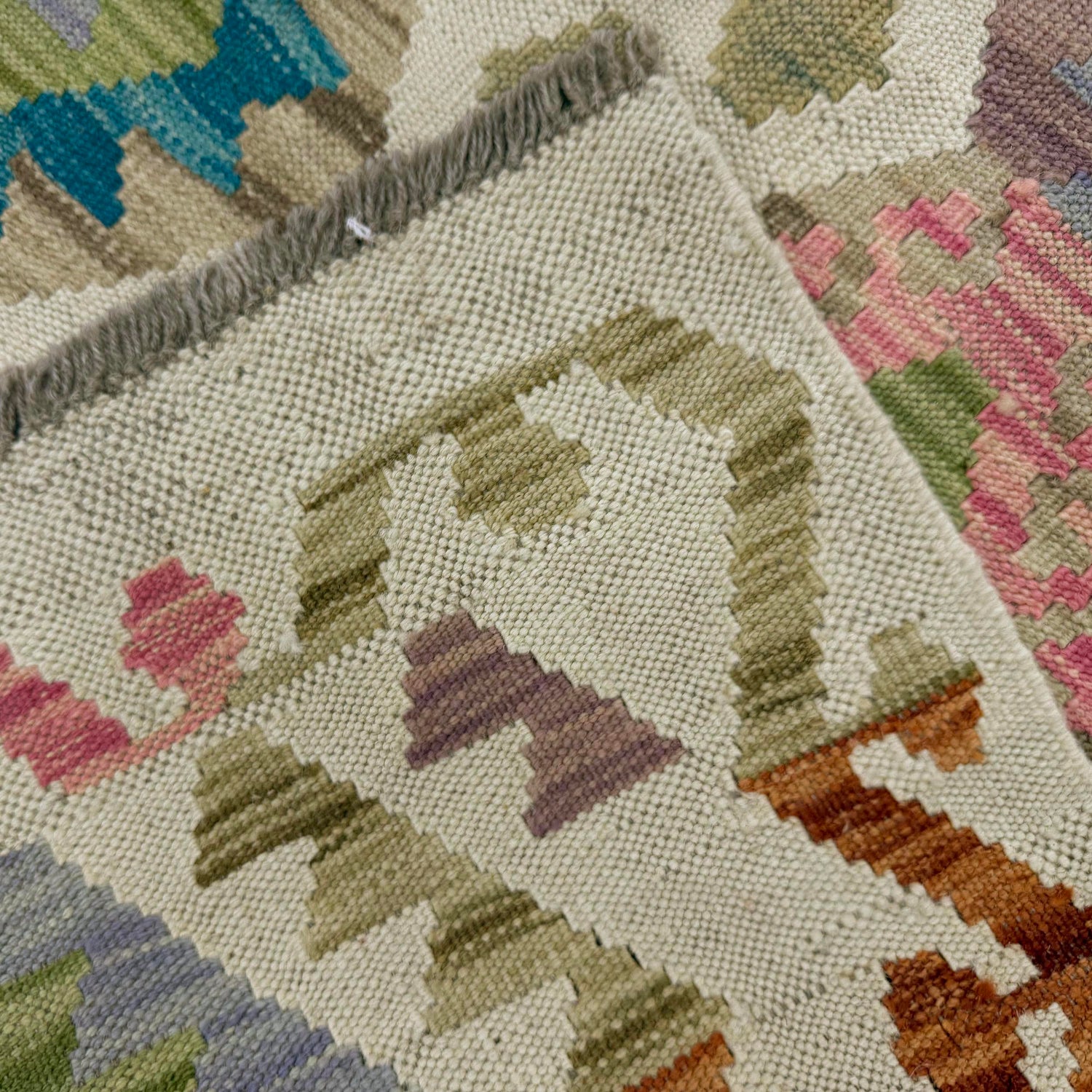 Handmade Afghan Vegetable Kilim 3' 3" x 4' 10" ft / 99 x 147 cm - No. R37899