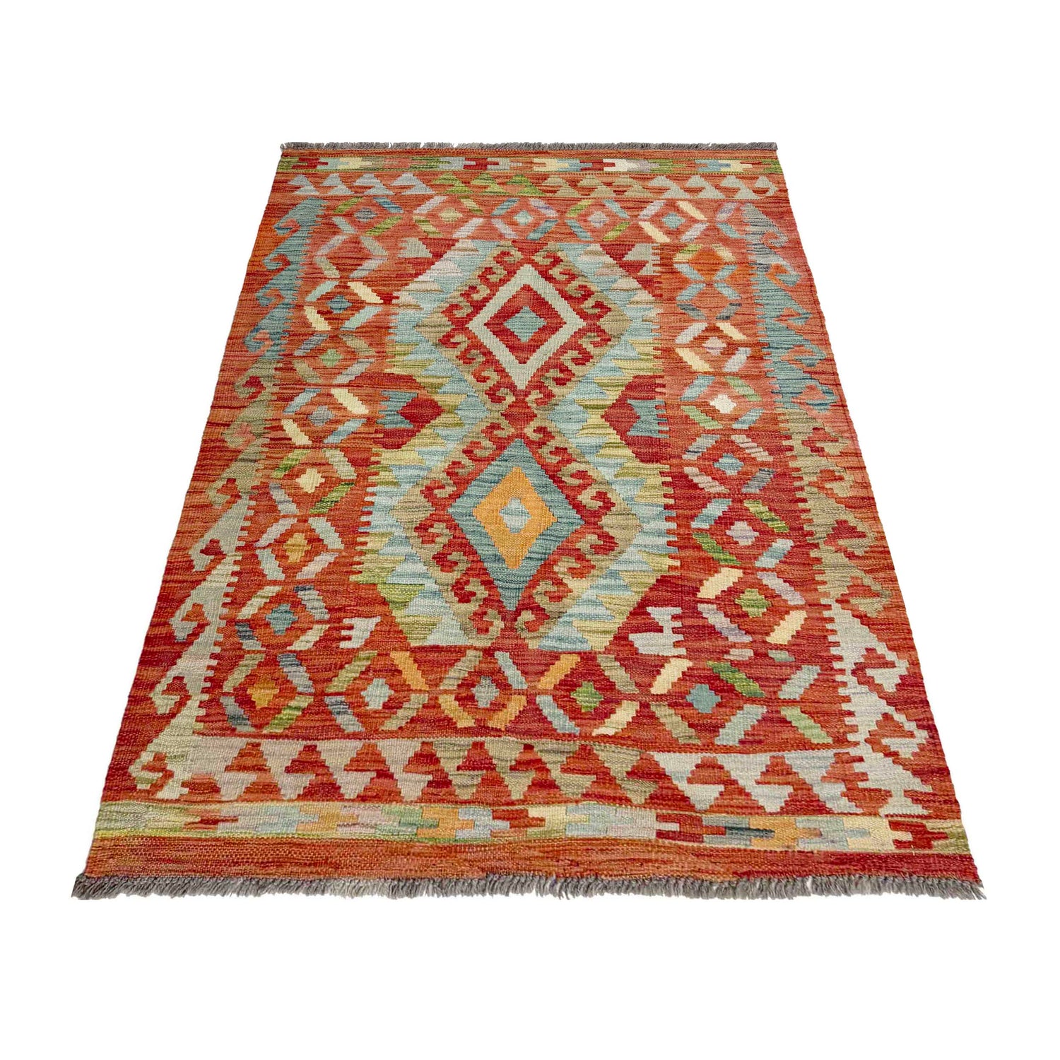 Hand Made Afghan Kilim 3' 5" x 4' 11" ft / 103 x 149 cm - No. R37901
