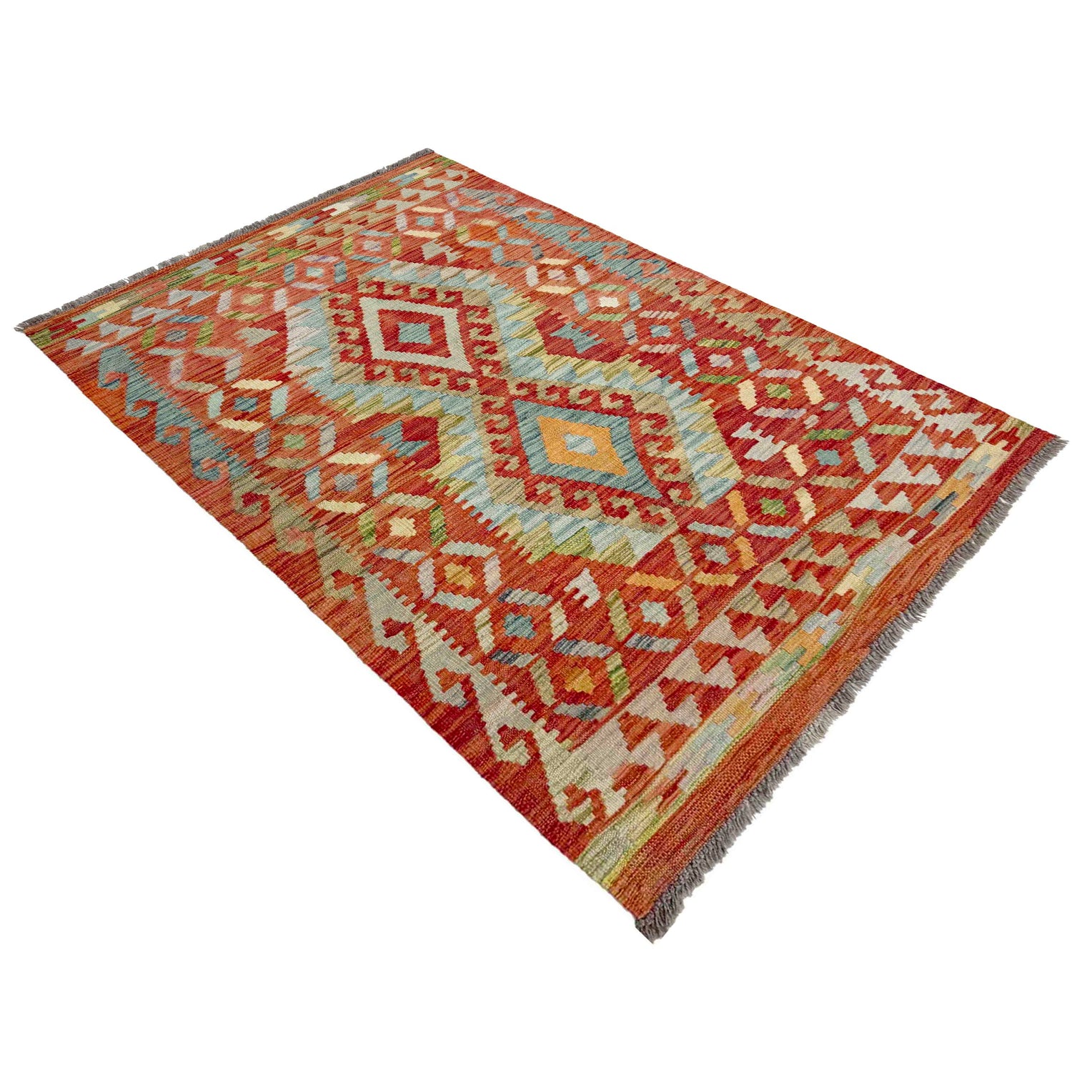 Hand Made Afghan Kilim 3' 5" x 4' 11" ft / 103 x 149 cm - No. R37901