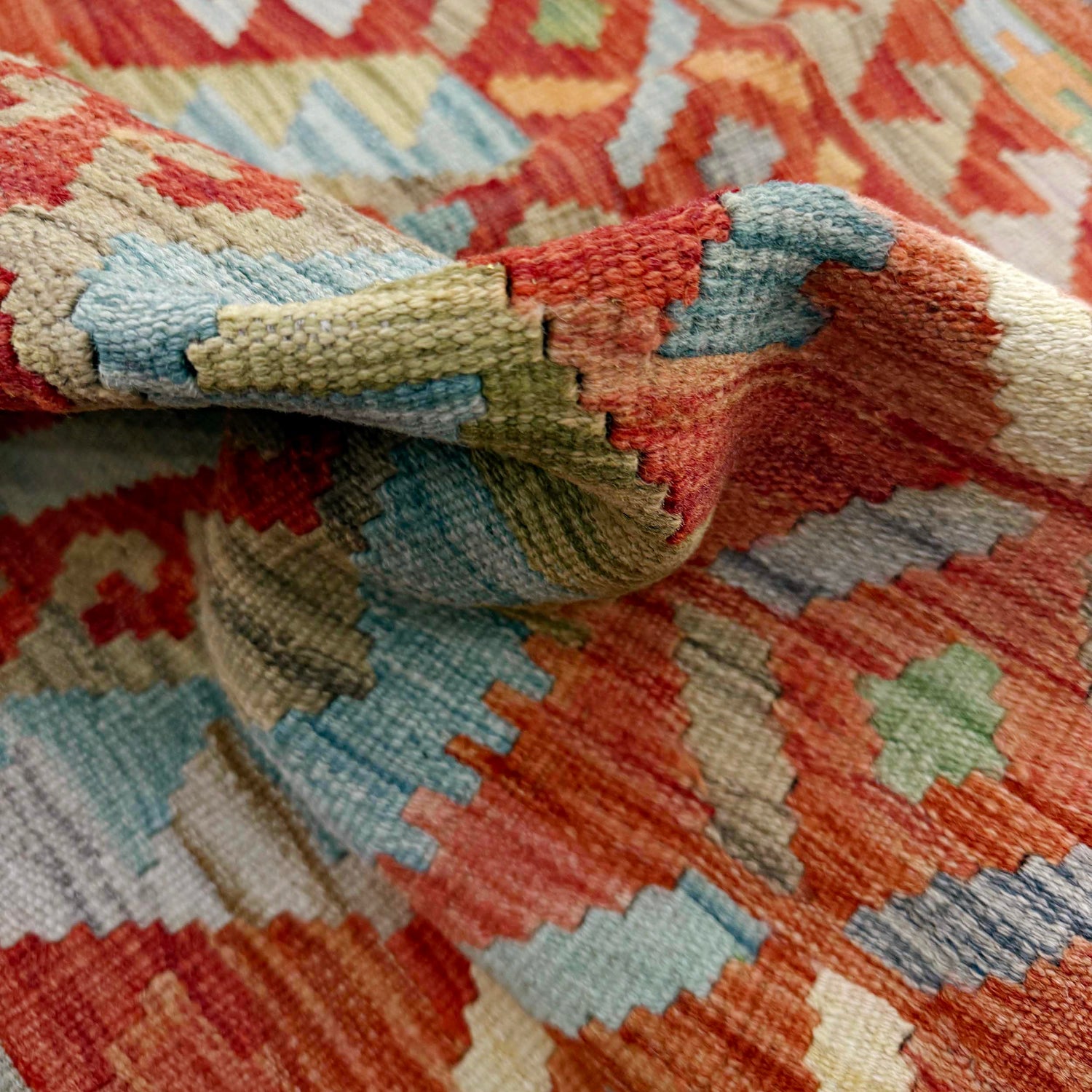 Hand Made Afghan Kilim 3' 5" x 4' 11" ft / 103 x 149 cm - No. R37901