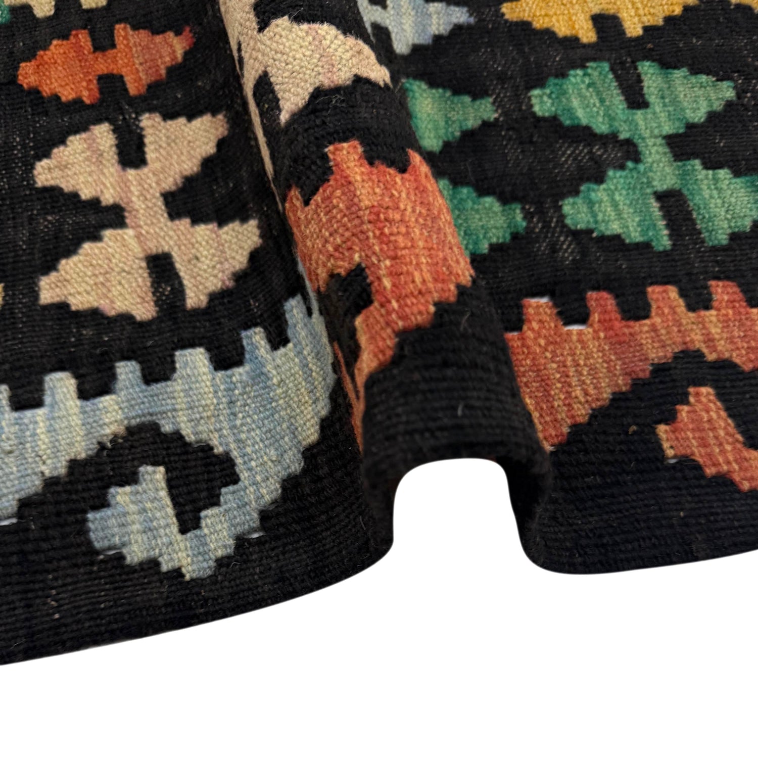 Multi Color ful Flat-Weave Wool Kilim 3' 7" x 5' 1" ft / 110 x 154 cm - No. R37902